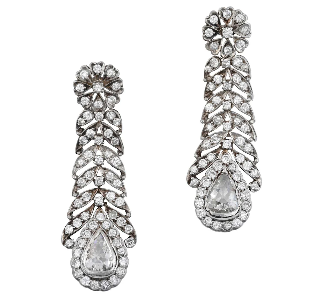 A Pair of Diamond Drop Earrings