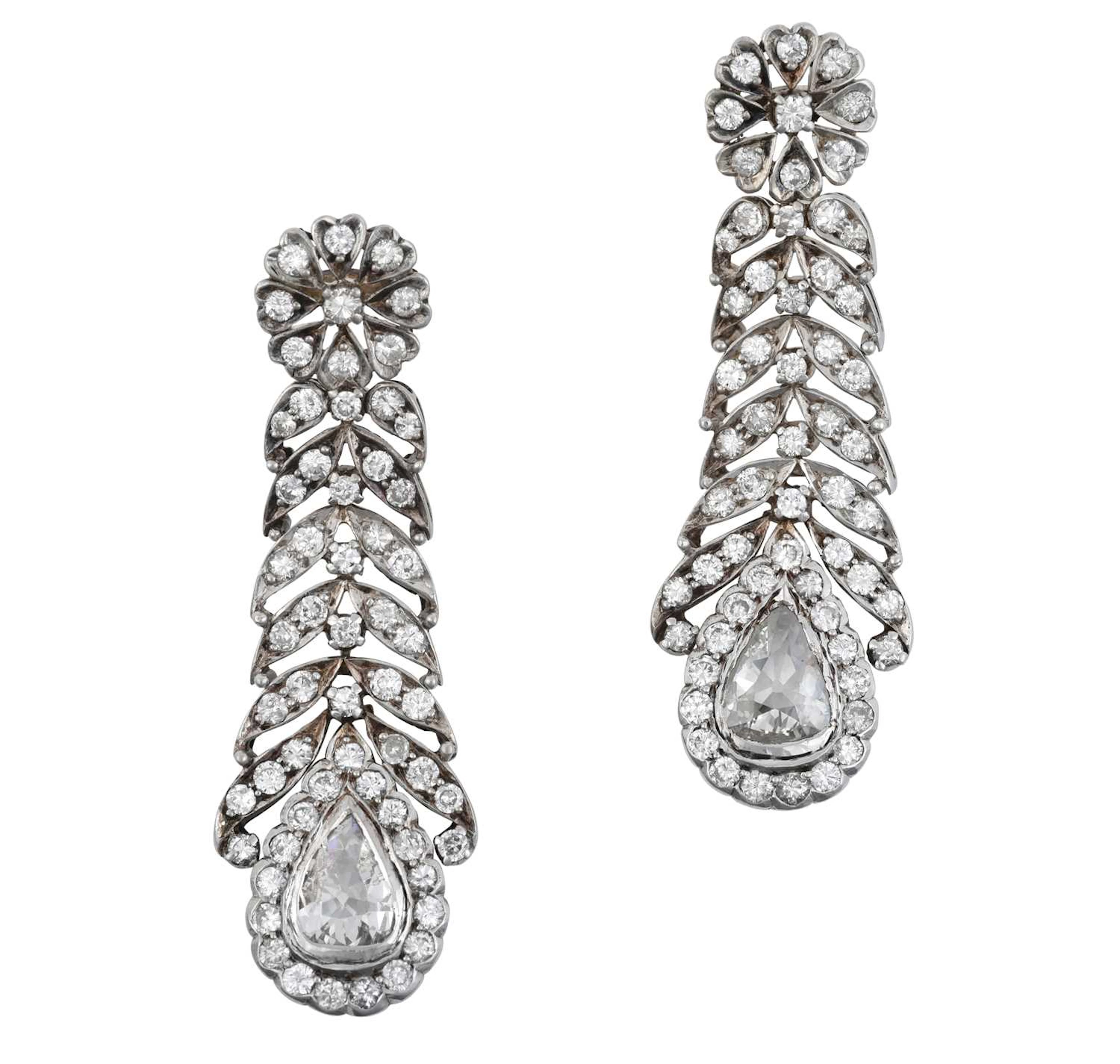 A Pair of Diamond Drop Earrings