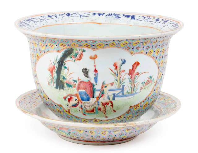A Chinese Porcelain Jardiniere and Stand