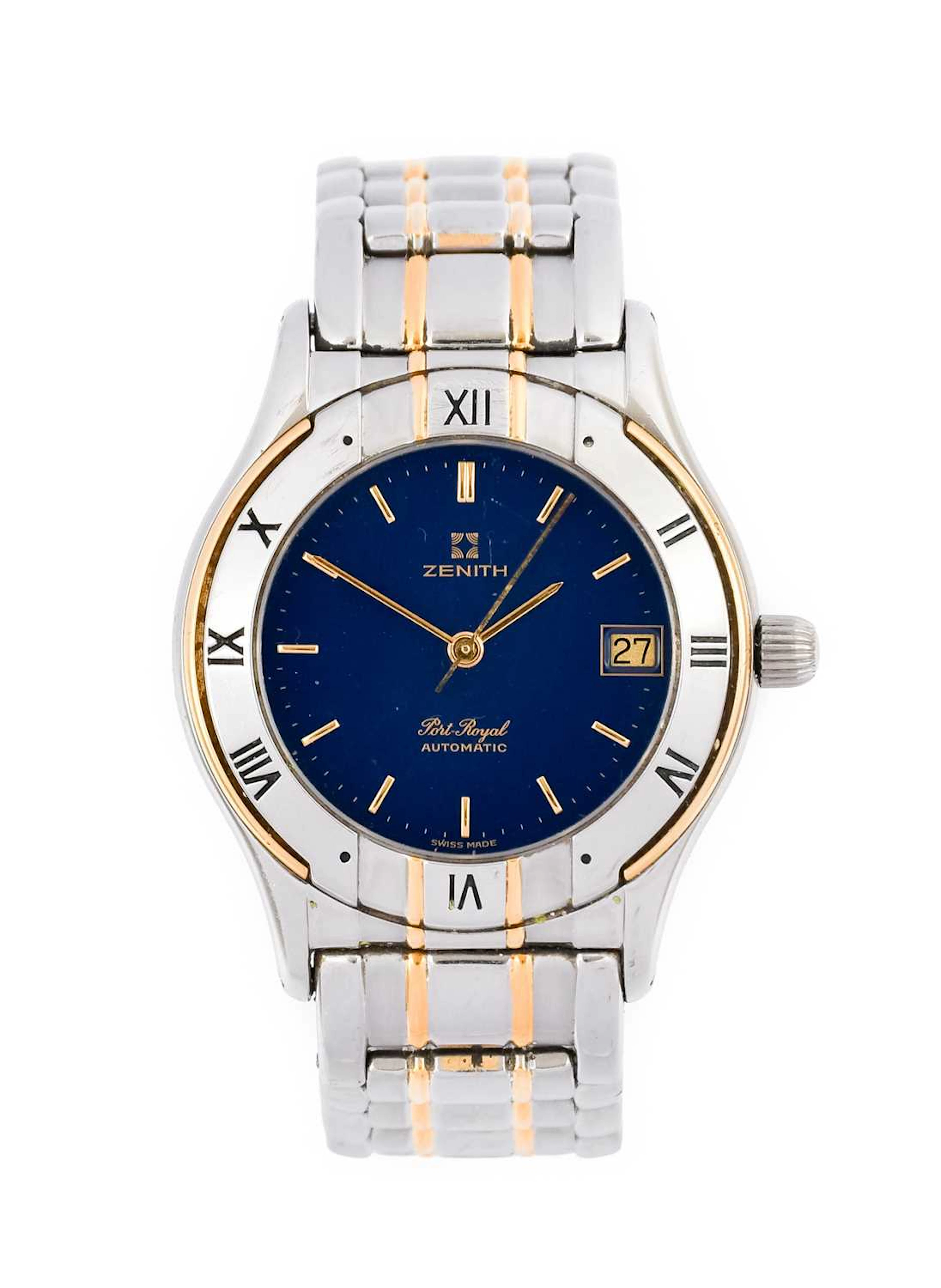 Zenith: A Bi-Metal Automatic Calendar Centre Seconds Wristwatch, signed
