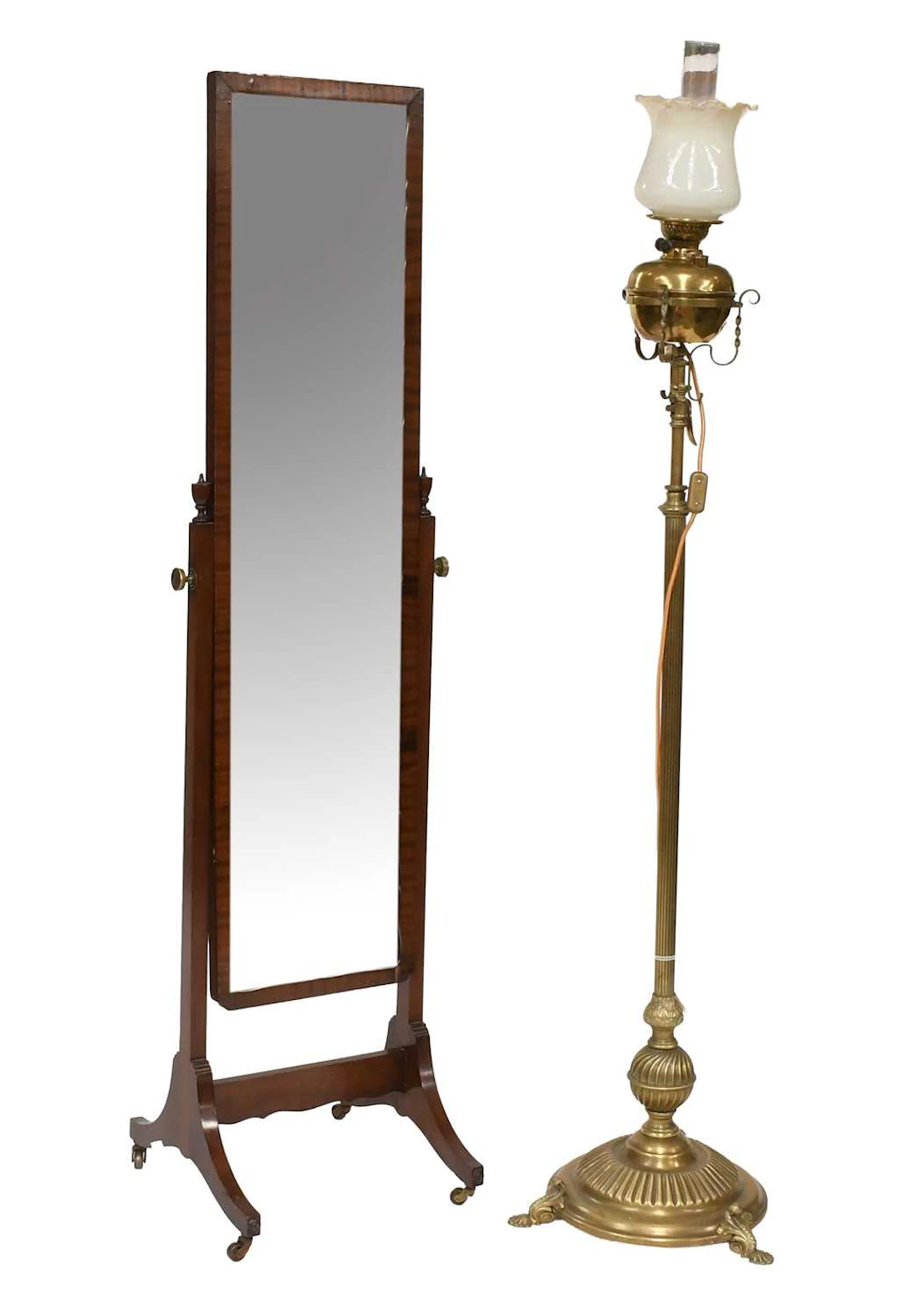 A Mahogany Framed Cheval Mirror