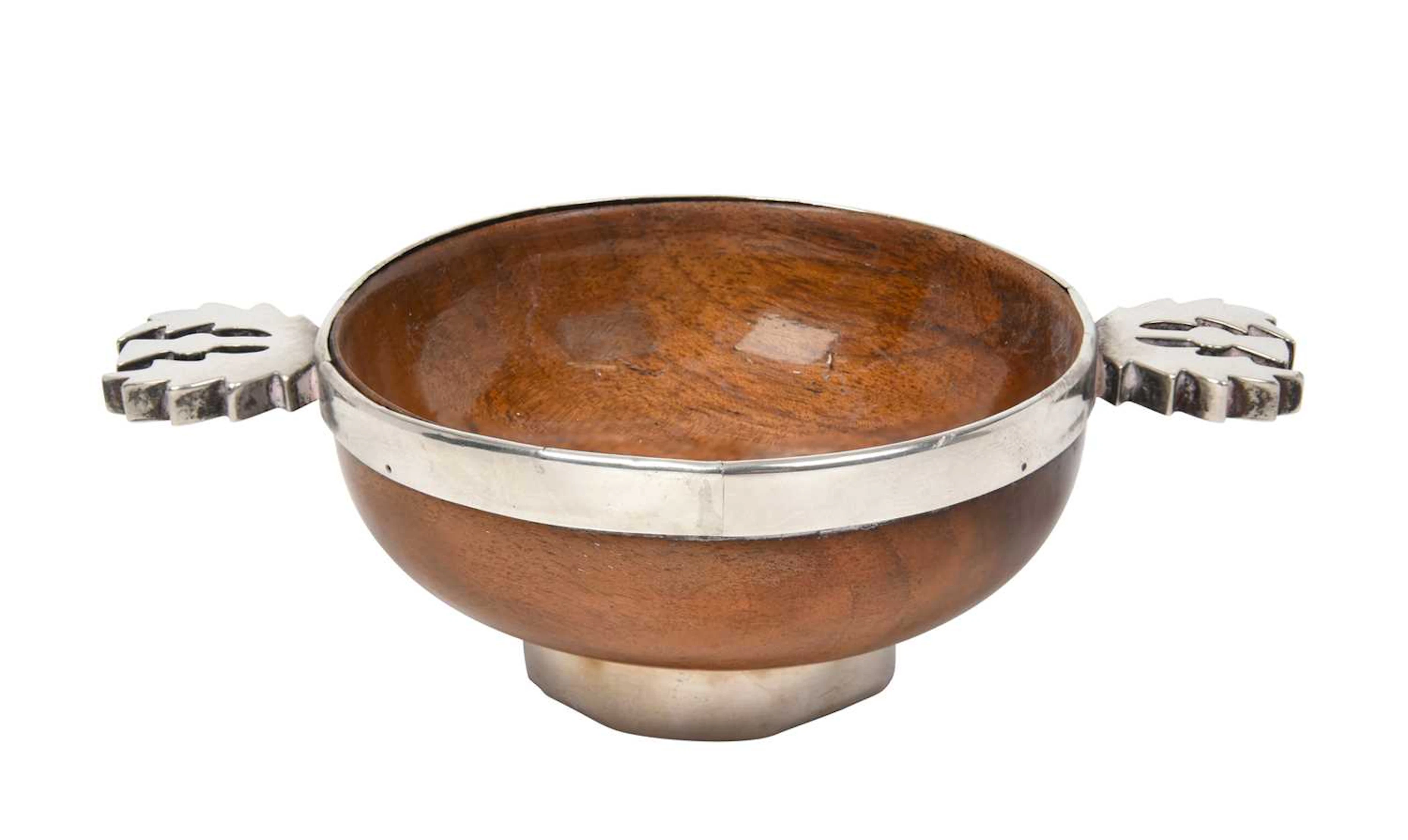 A Scottish Provincial Silver-Mounted Wood Quaich Apparently Unmarked