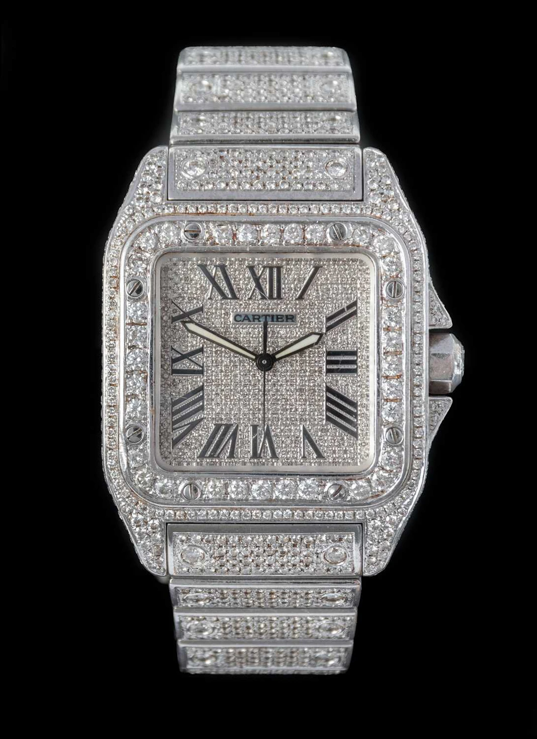 Cartier: A Stainless Steel Diamond Set Automatic Centre Seconds Wristwatch