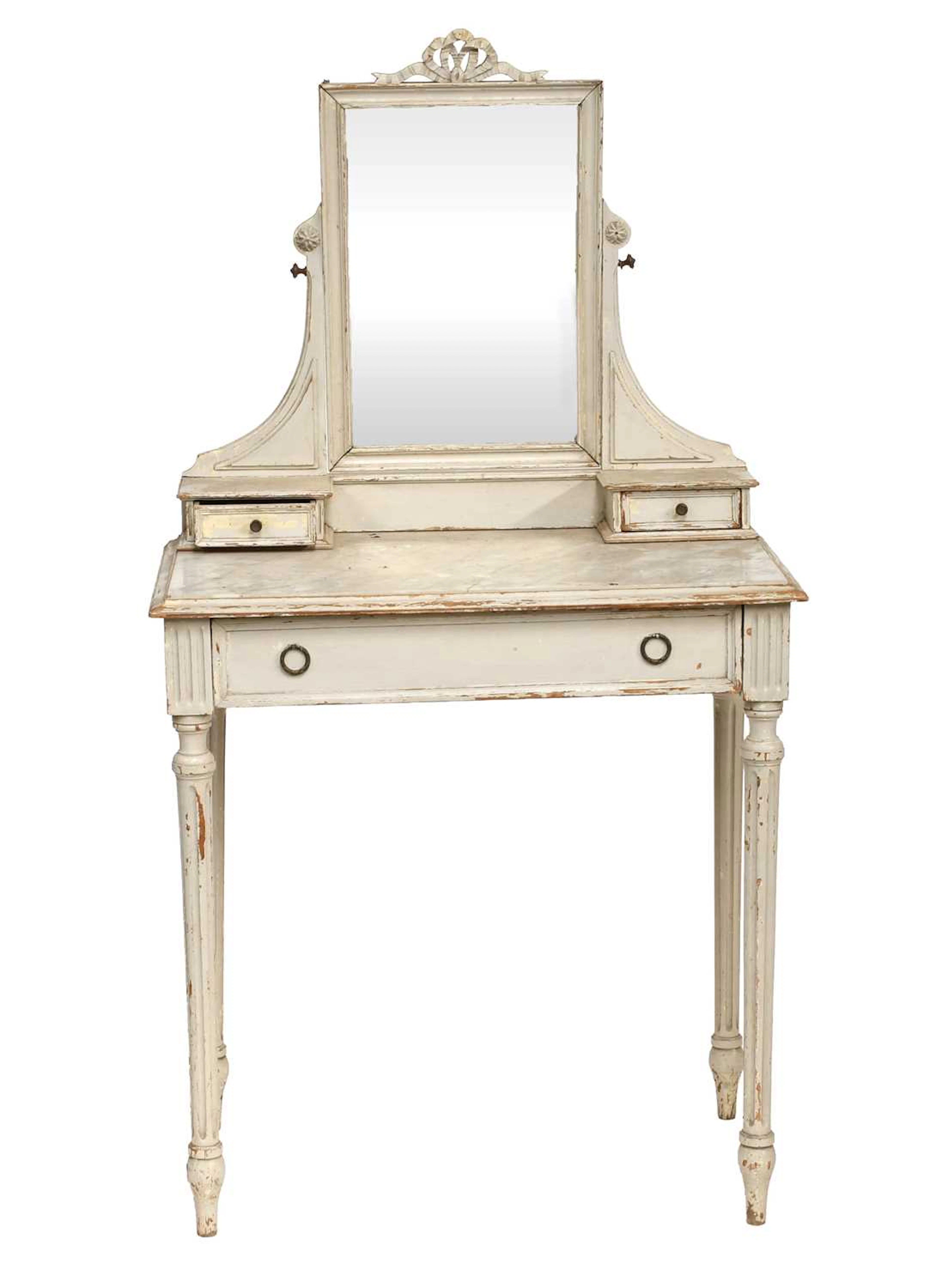 A Grey Painted Marble Topped Dressing Table