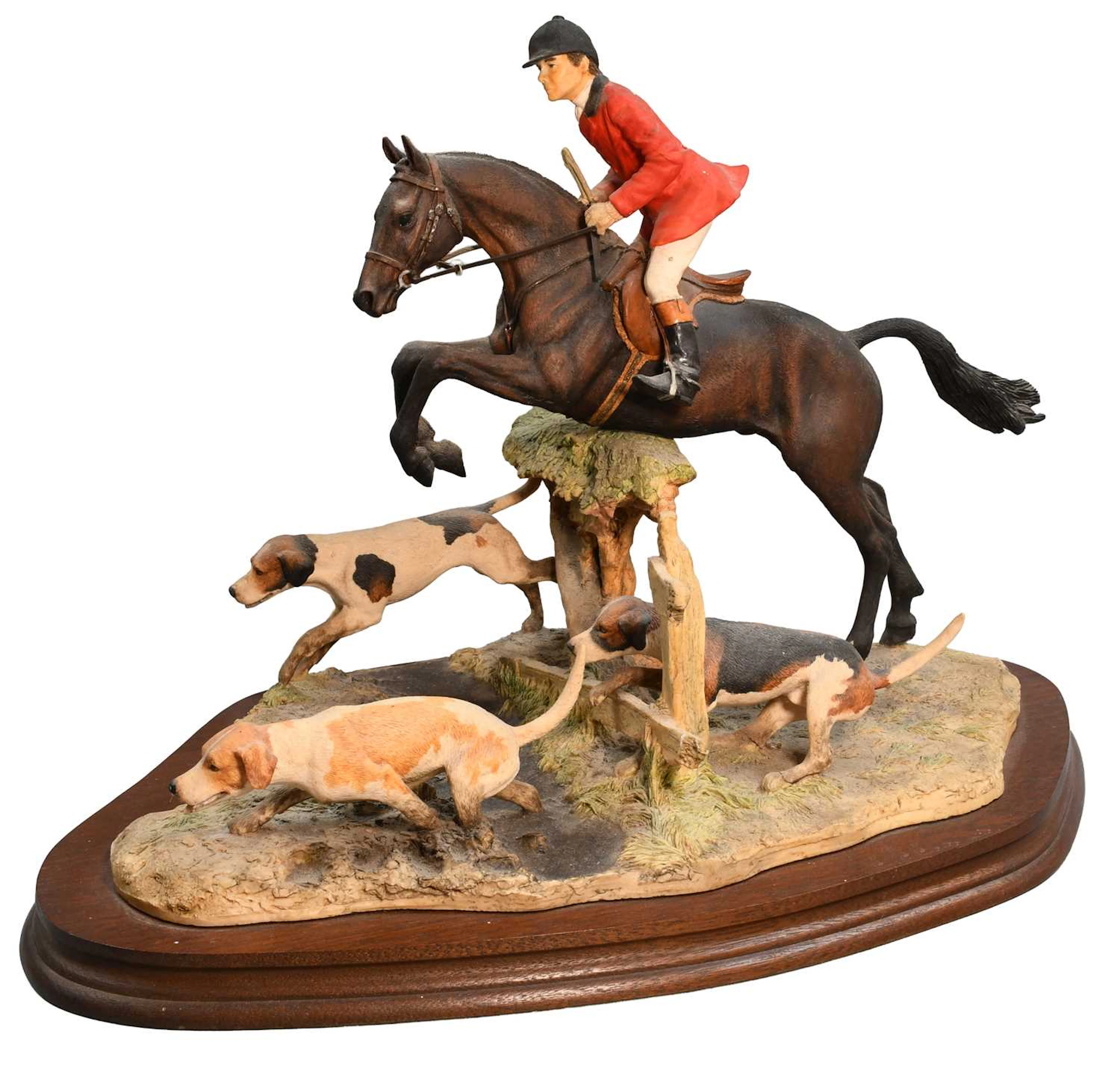Border Fine Arts 'Hulloa Away' (Jumping Huntsman and three Hounds)