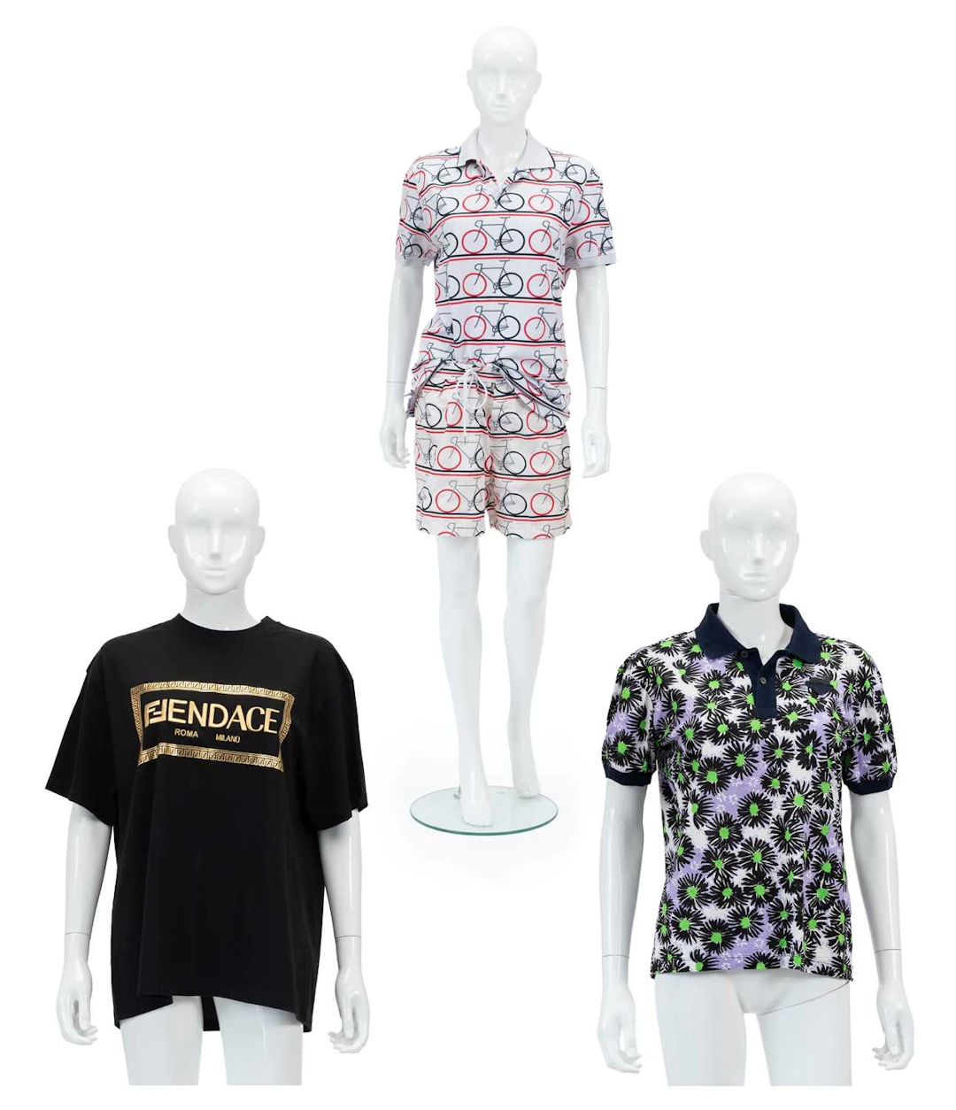 A Fendace Black Cotton T-Shirt, Prada Men's Cotton Polo Shirt, Moncler