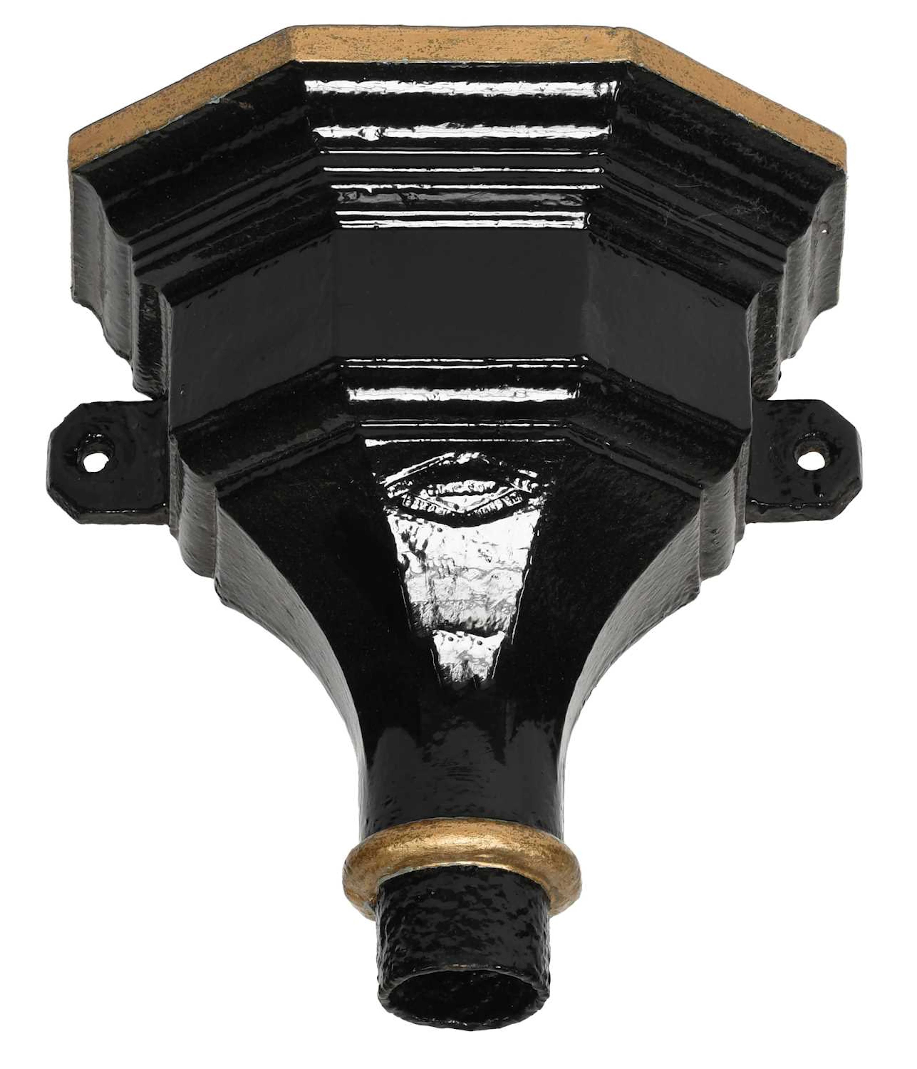 A Black and Gilt Painted Cast Iron Hopper, 19th century