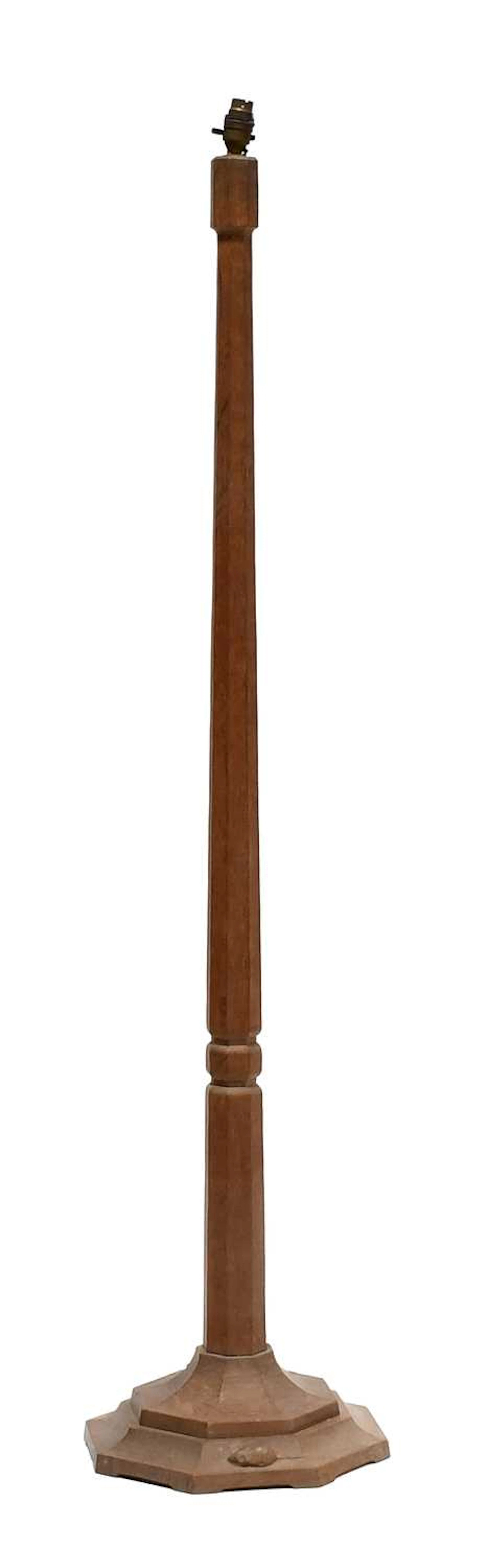 Workshop of Robert Mouseman Thompson (Kilburn): An English Oak Standard Lamp