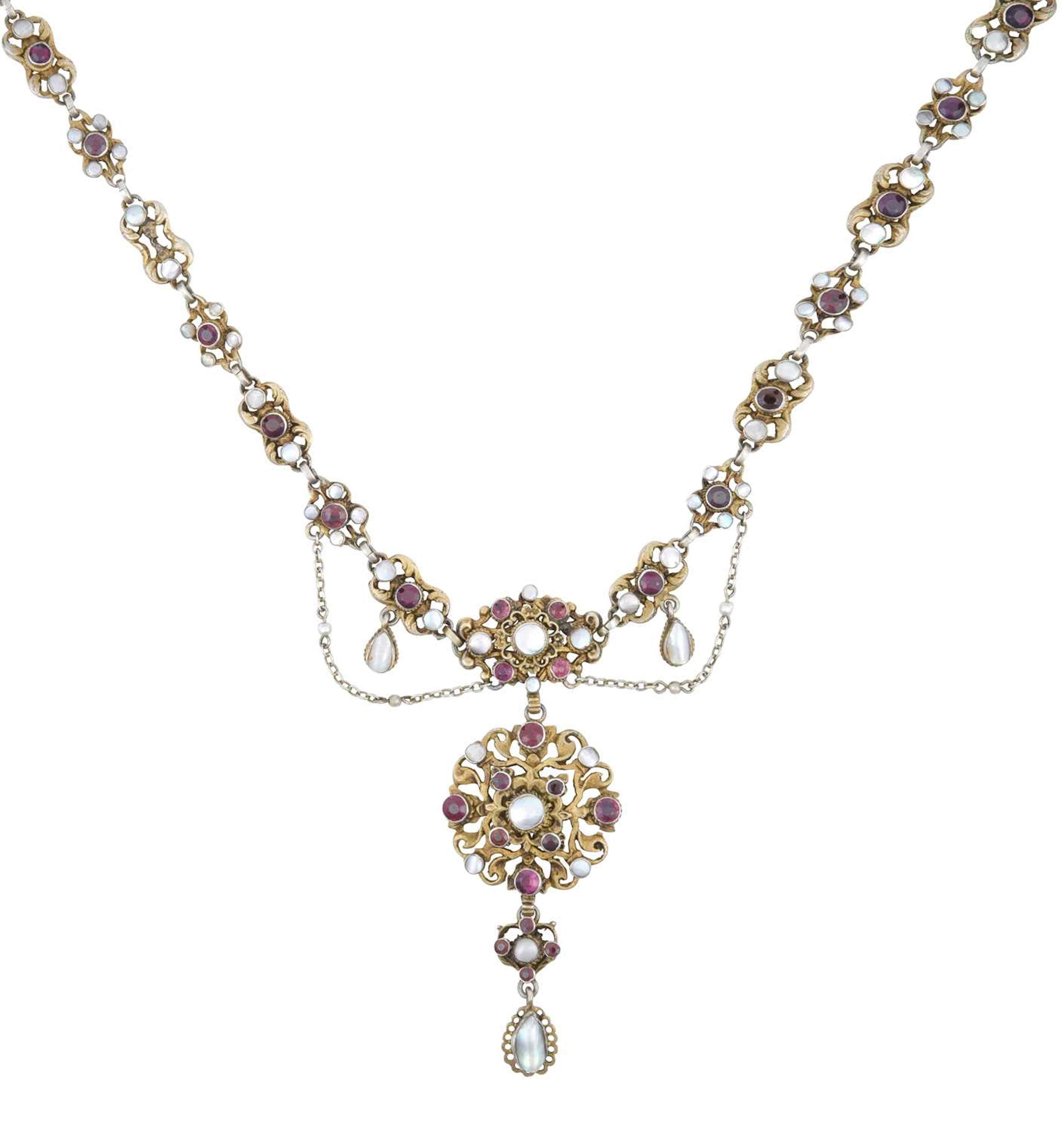 An Austro-Hungarian Mother-of-Pearl and Garnet Necklace