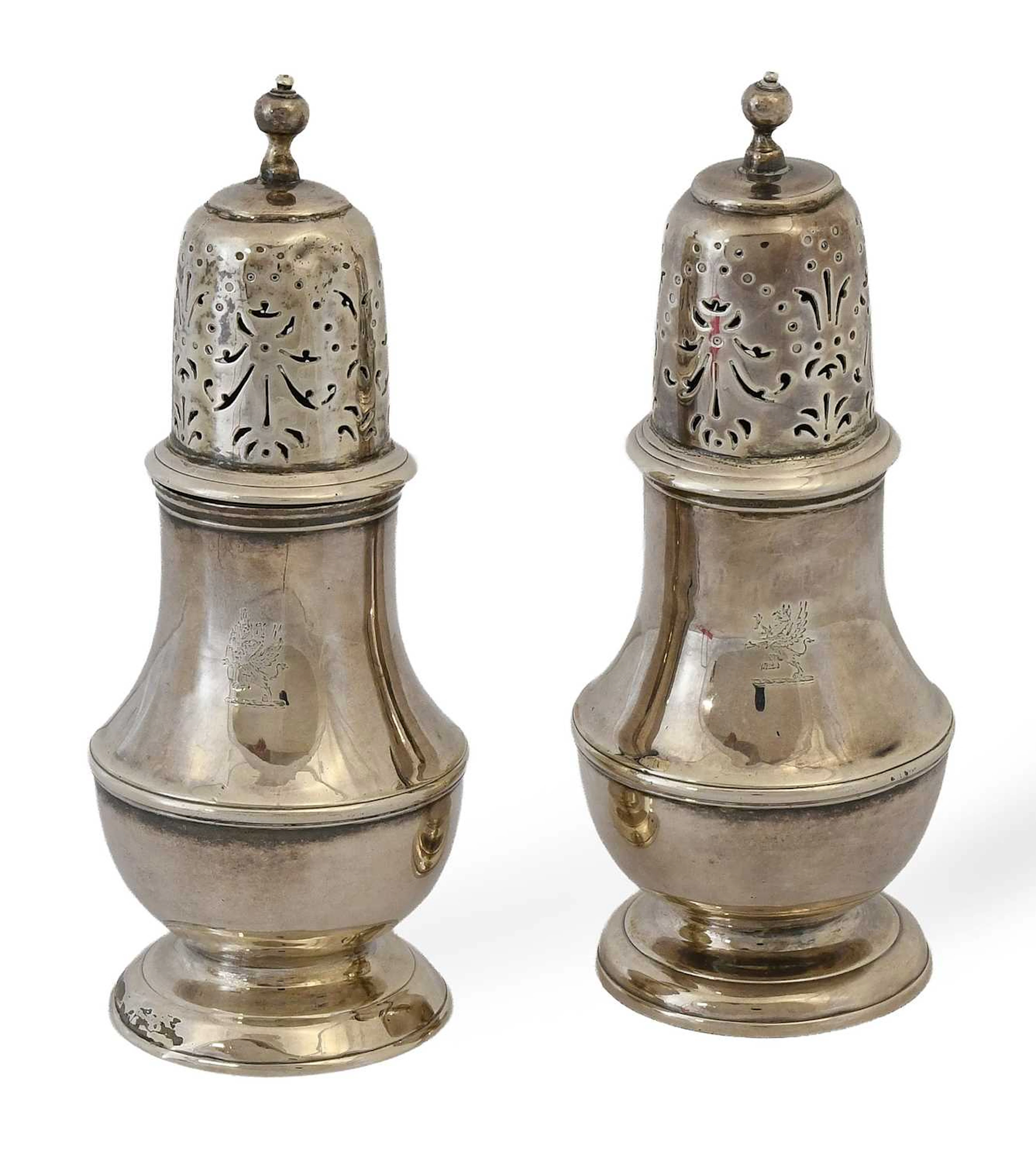 A Pair of George I Silver Casters, by Samuel Welder, London, 1721