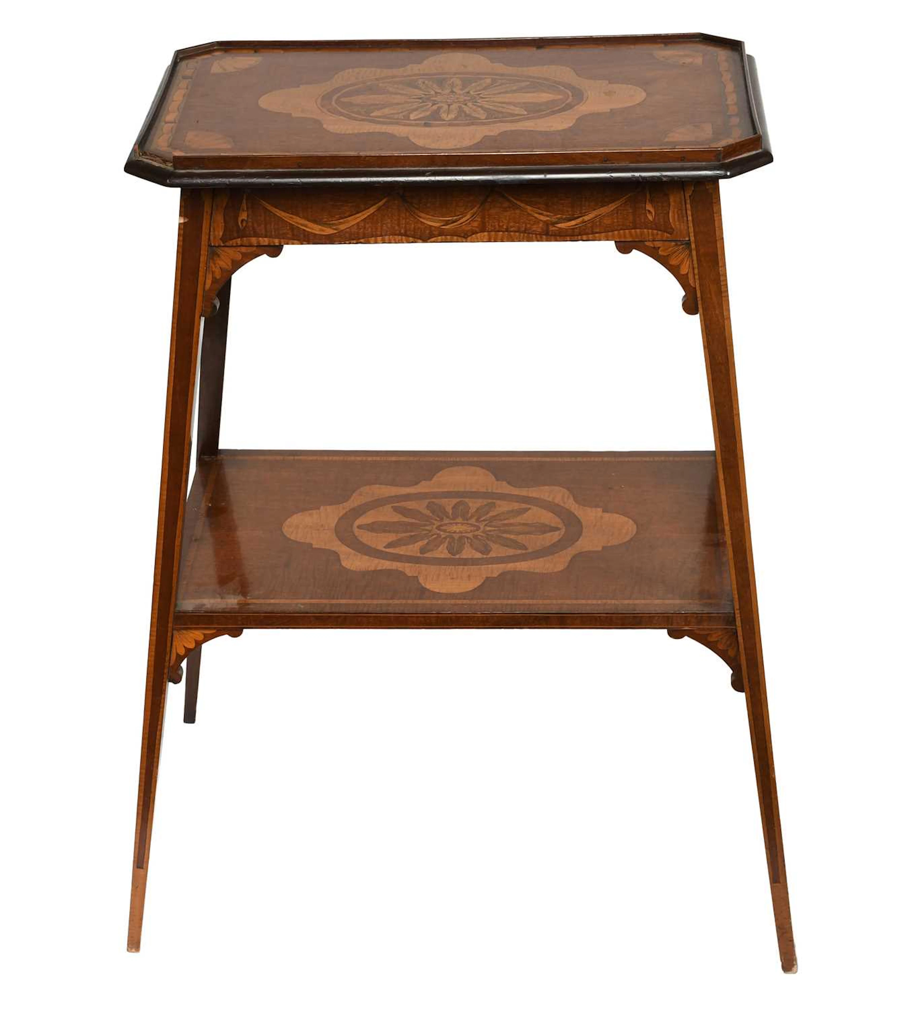 An Edwardian Satin Wood Inlaid Mahogany Two-Tier Table