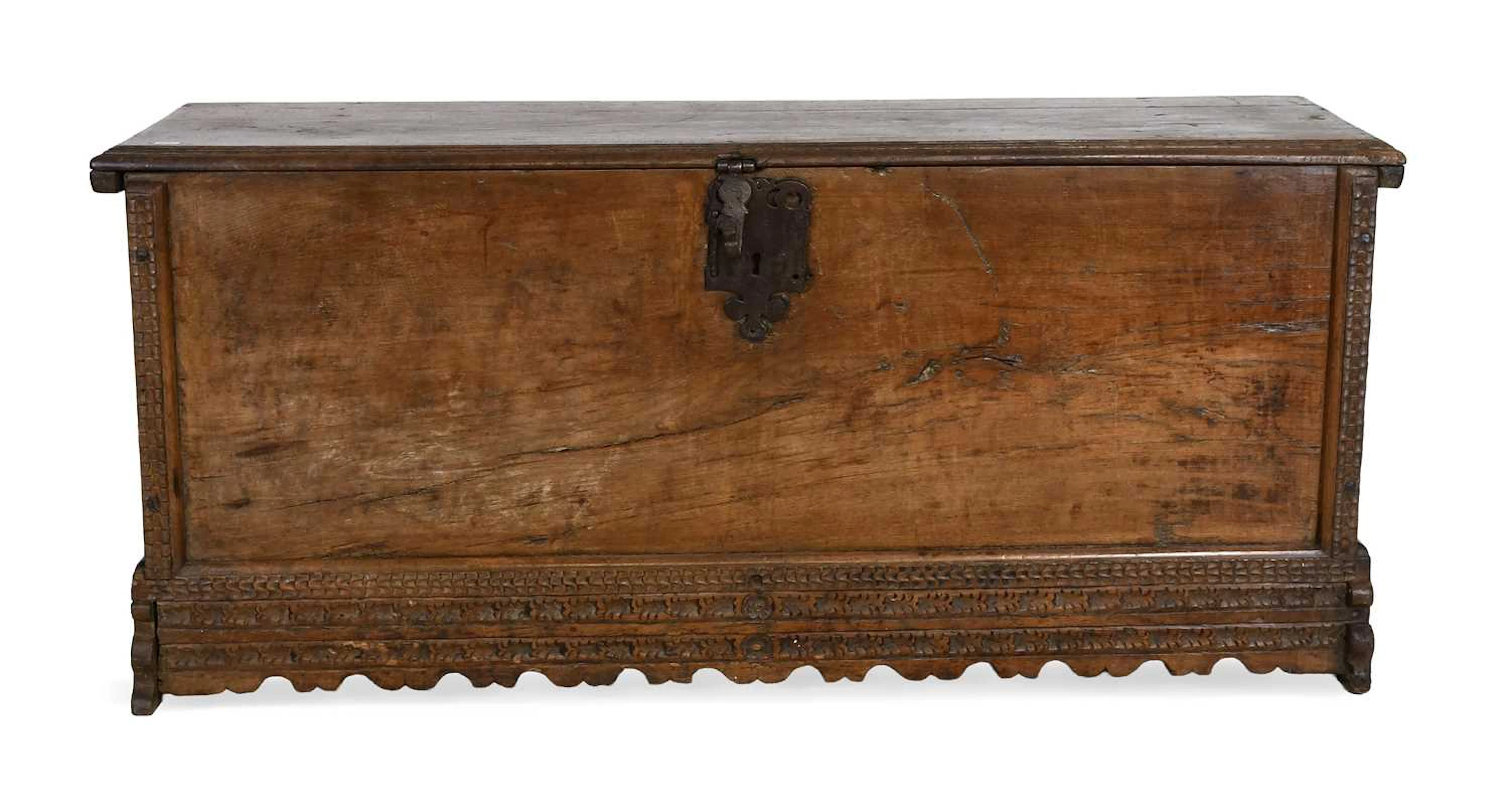A 17th Century North European Walnut or Chestnut Boarded Chest