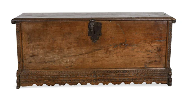 A 17th Century North European Walnut or Chestnut Boarded Chest