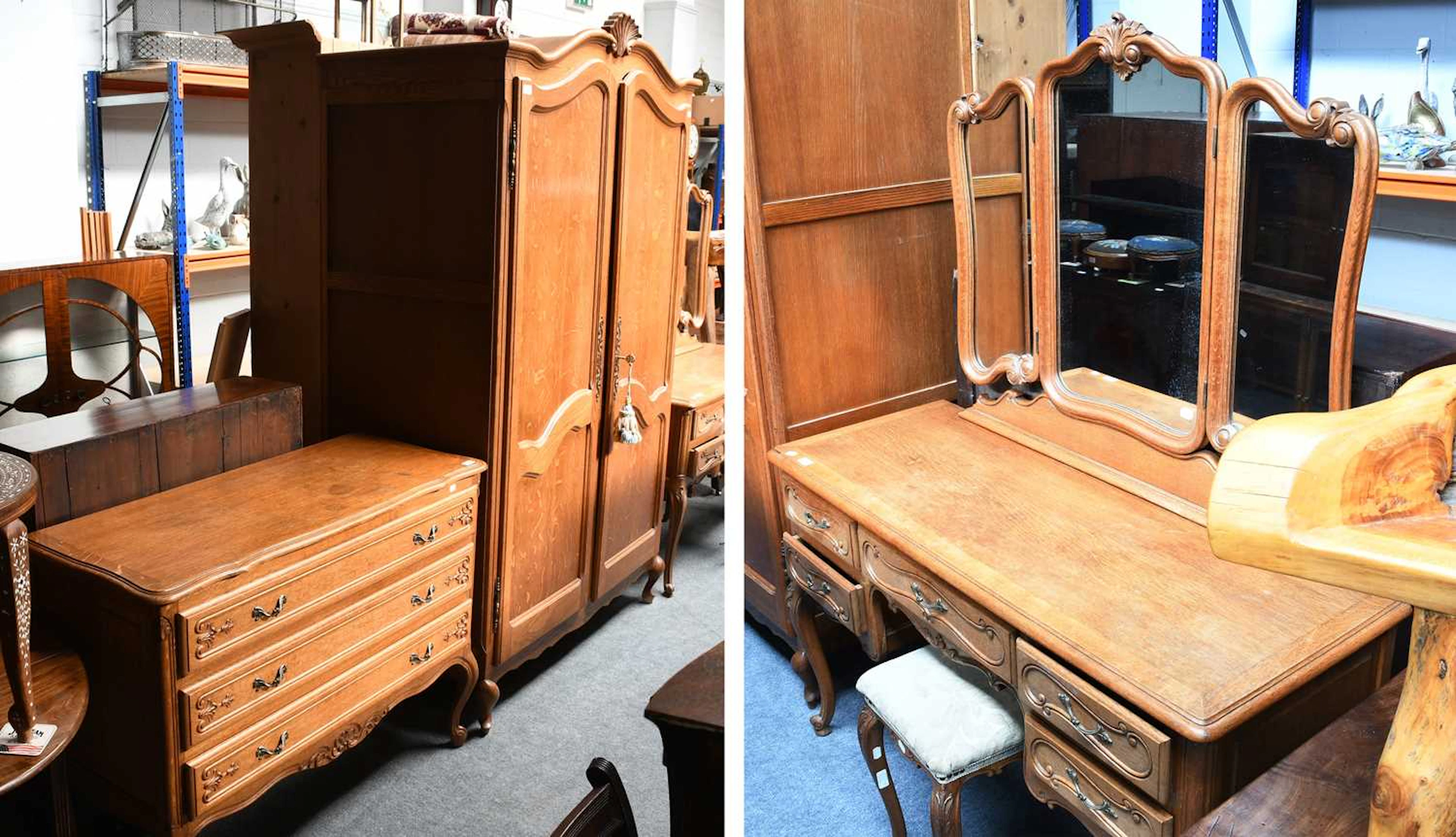 Four Pieces of Modern Oak Bedroom Furniture
