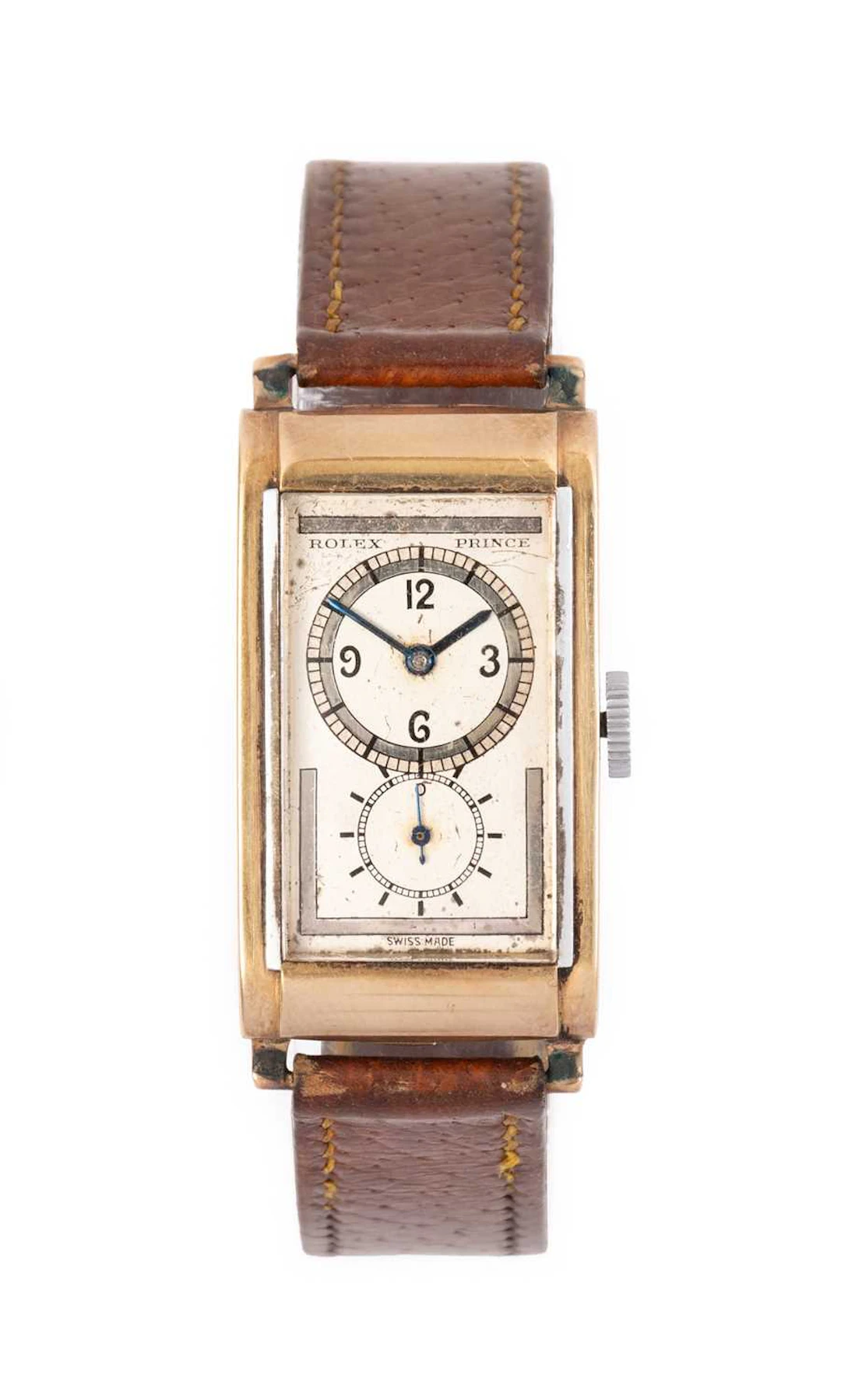 Rolex: An Art Deco 9 Carat Gold Rectangular Wristwatch, signed Rolex