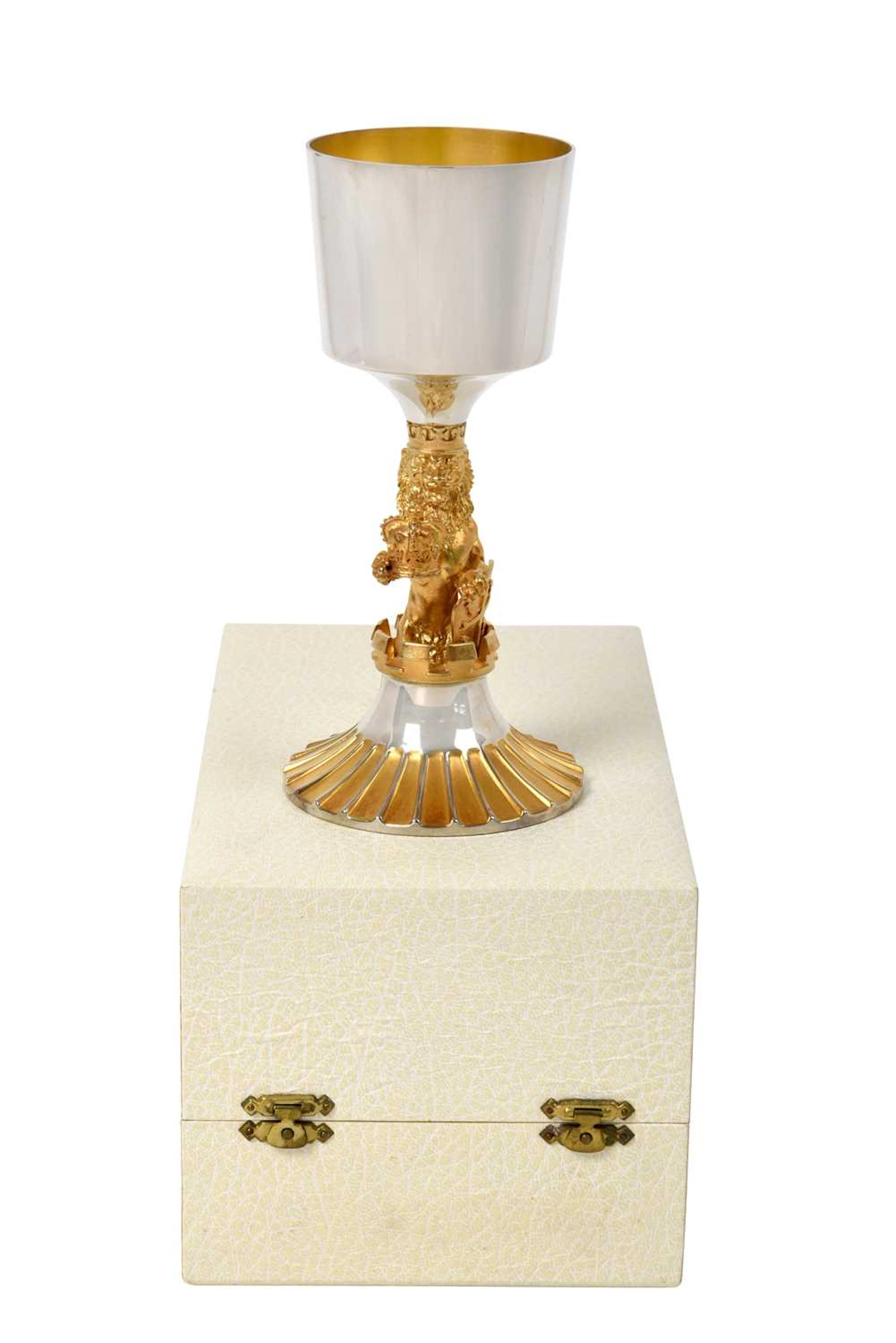 An Elizabeth II Parcel-Gilt Silver Limited Edition Commemorative Goblet