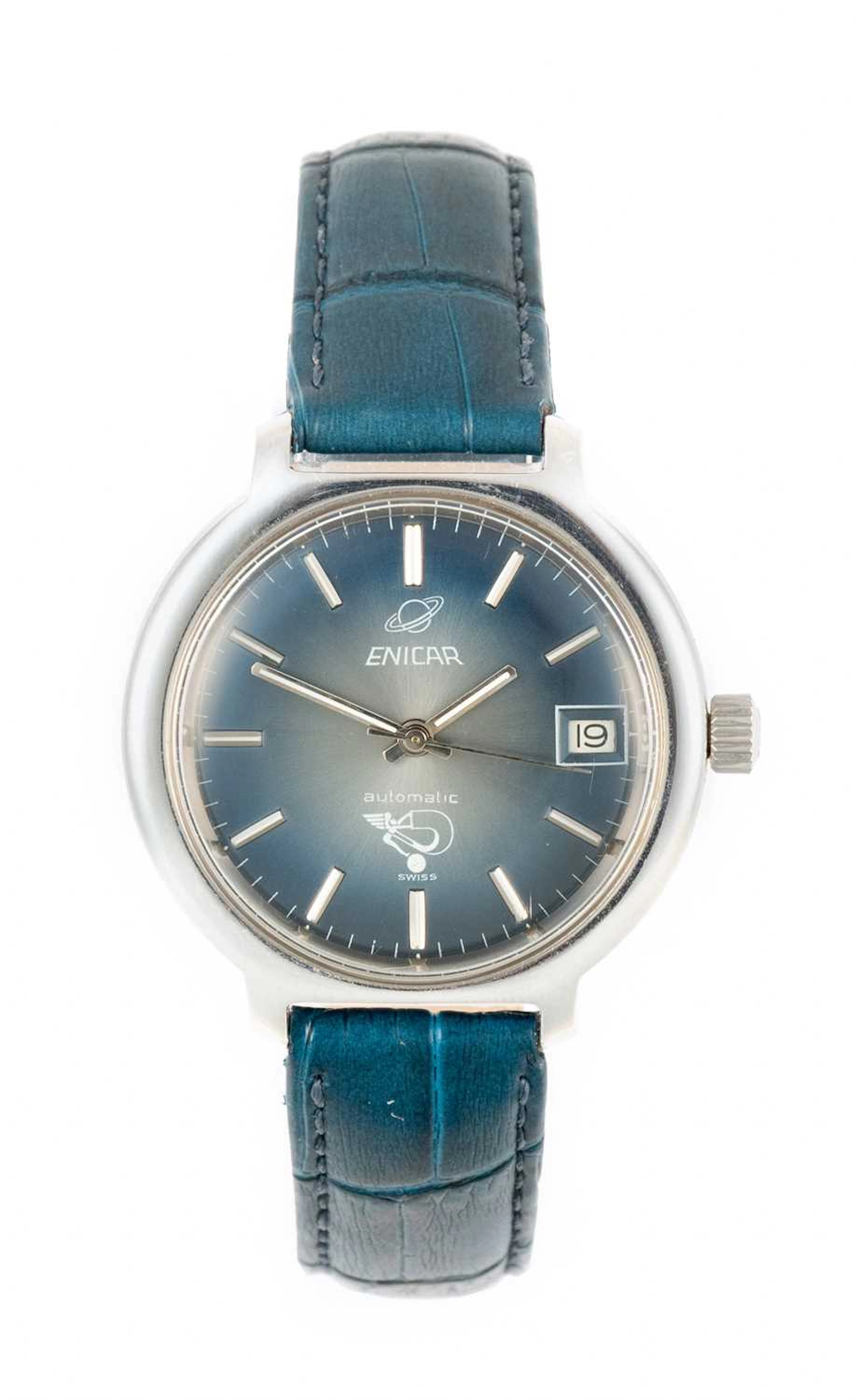 Enicar: A Stainless Steel Automatic Calendar Centre Seconds Wristwatch