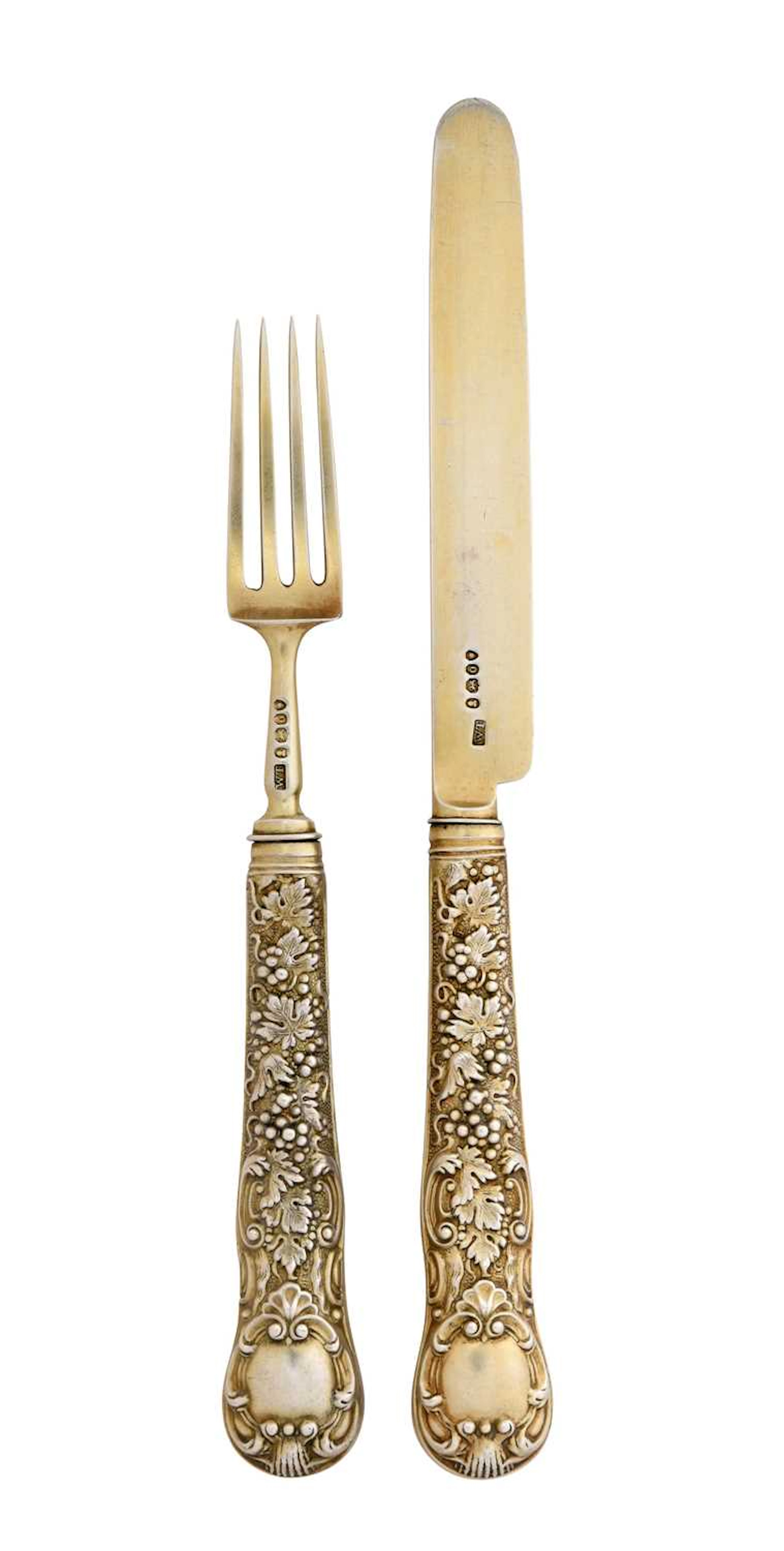 A Cased Set of Twelve George IV Silver-Gilt Fruit-Eaters by William
