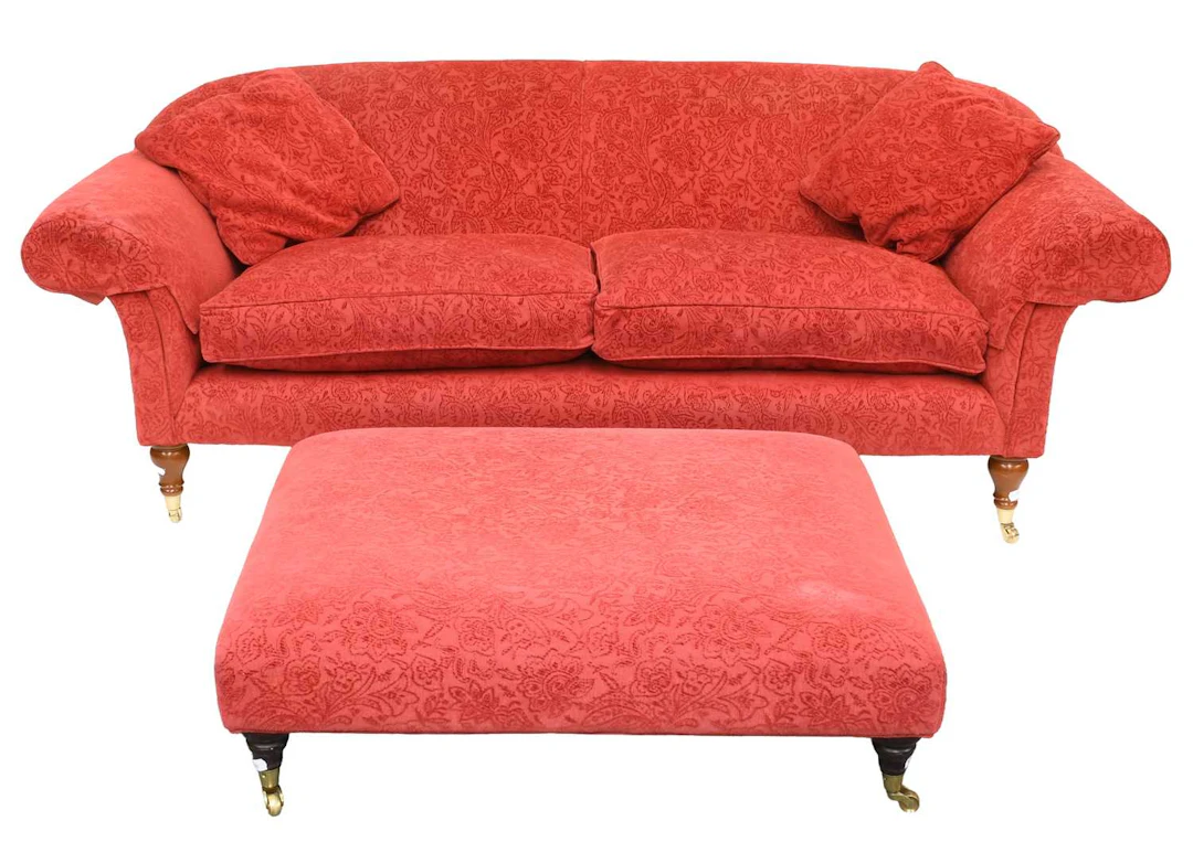 A Modern Scroll-End Three Seater Sofa