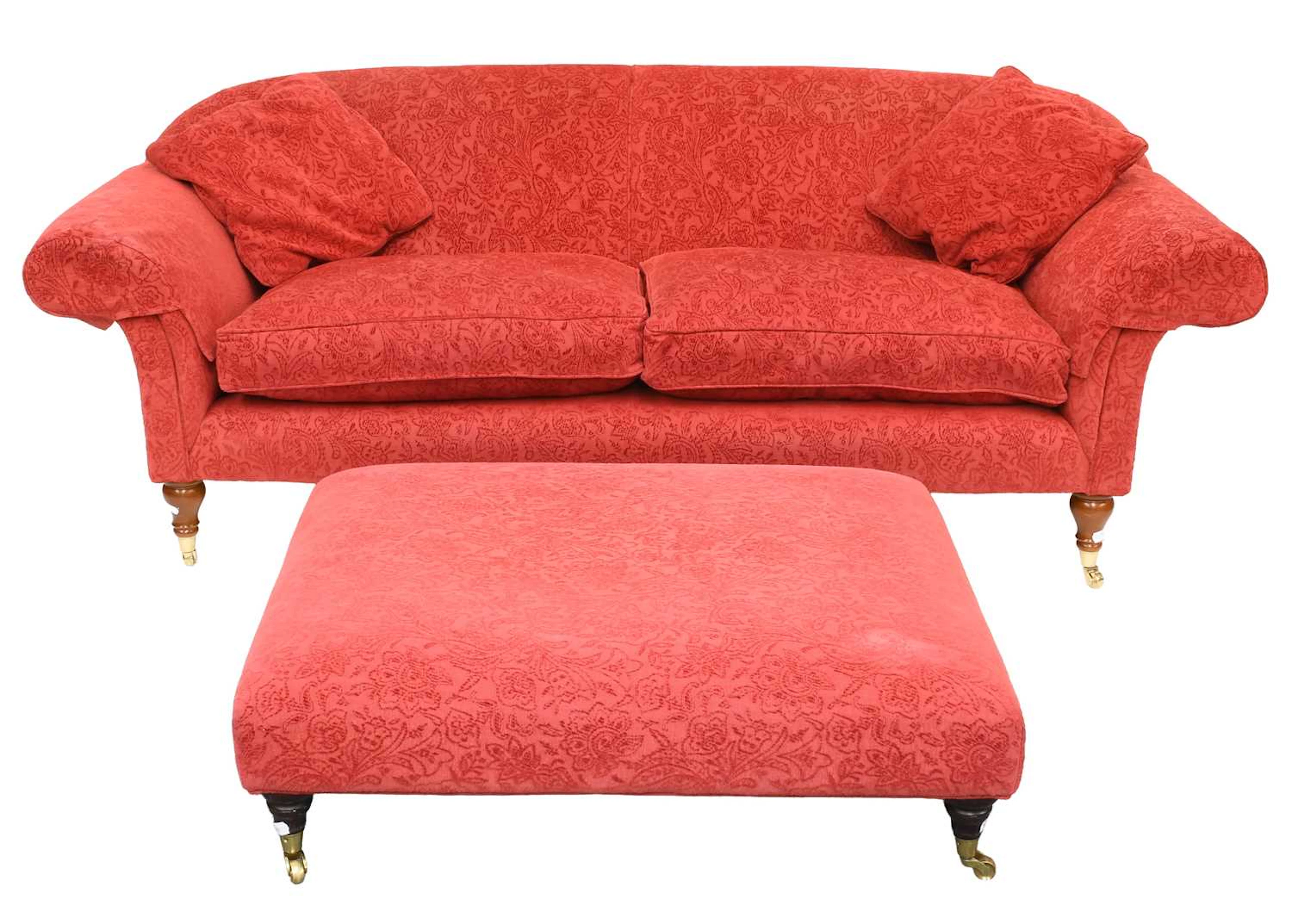 A Modern Scroll-End Three Seater Sofa