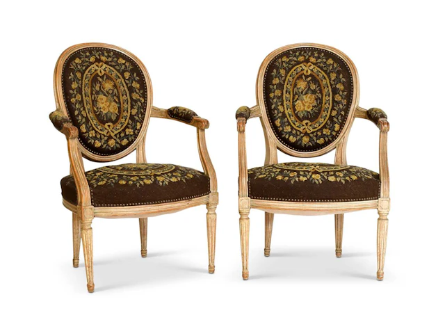 A Pair of Late 18th Century Beech-Framed Open Armchairs