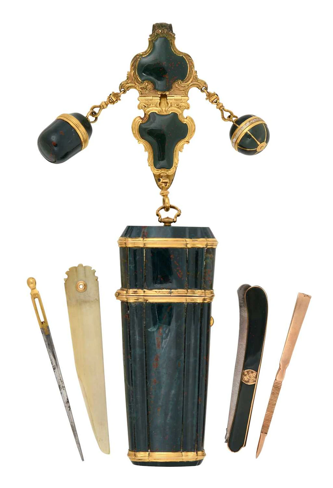 A George II or George III Gold-Mounted Bloodstone Nécessaire and a