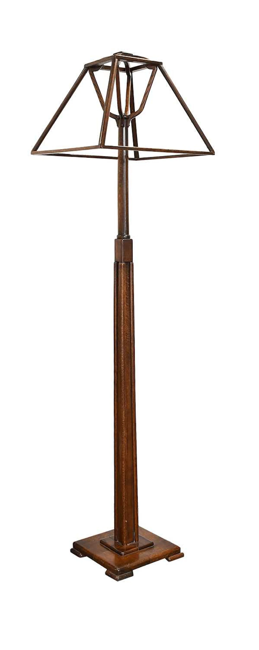 An Art Deco Oak Standard Lamp