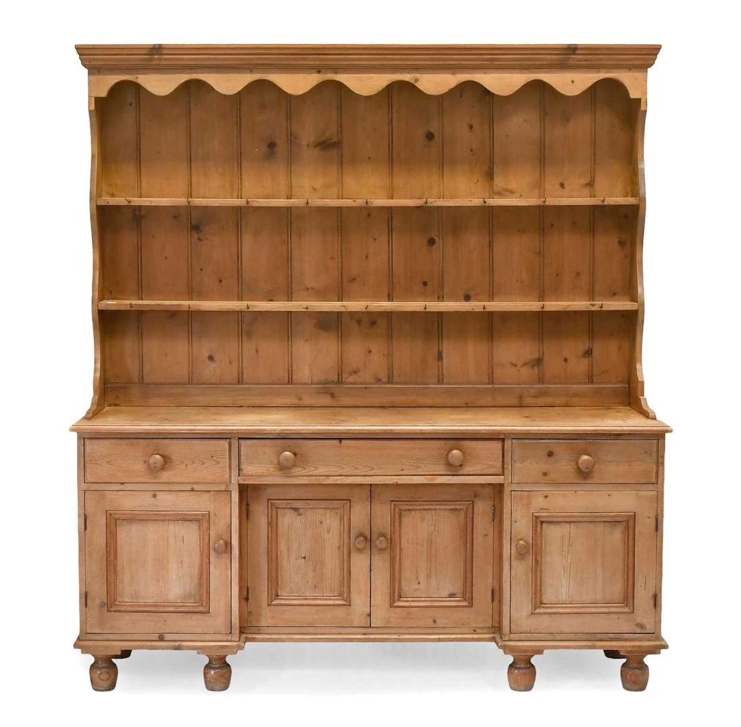 A Victorian Pine Enclosed Dresser and Rack, late 19th century