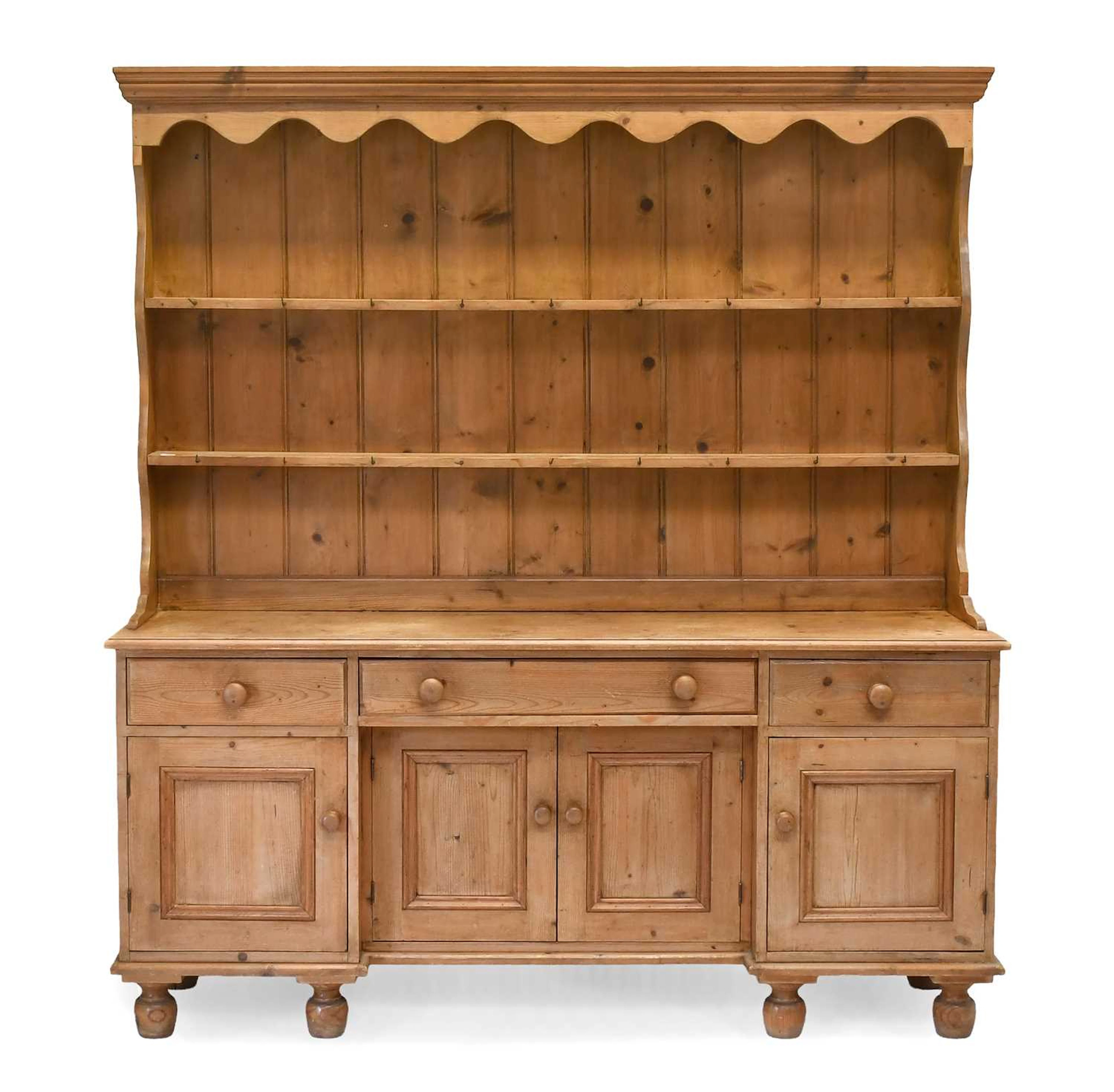 A Victorian Pine Enclosed Dresser and Rack, late 19th century