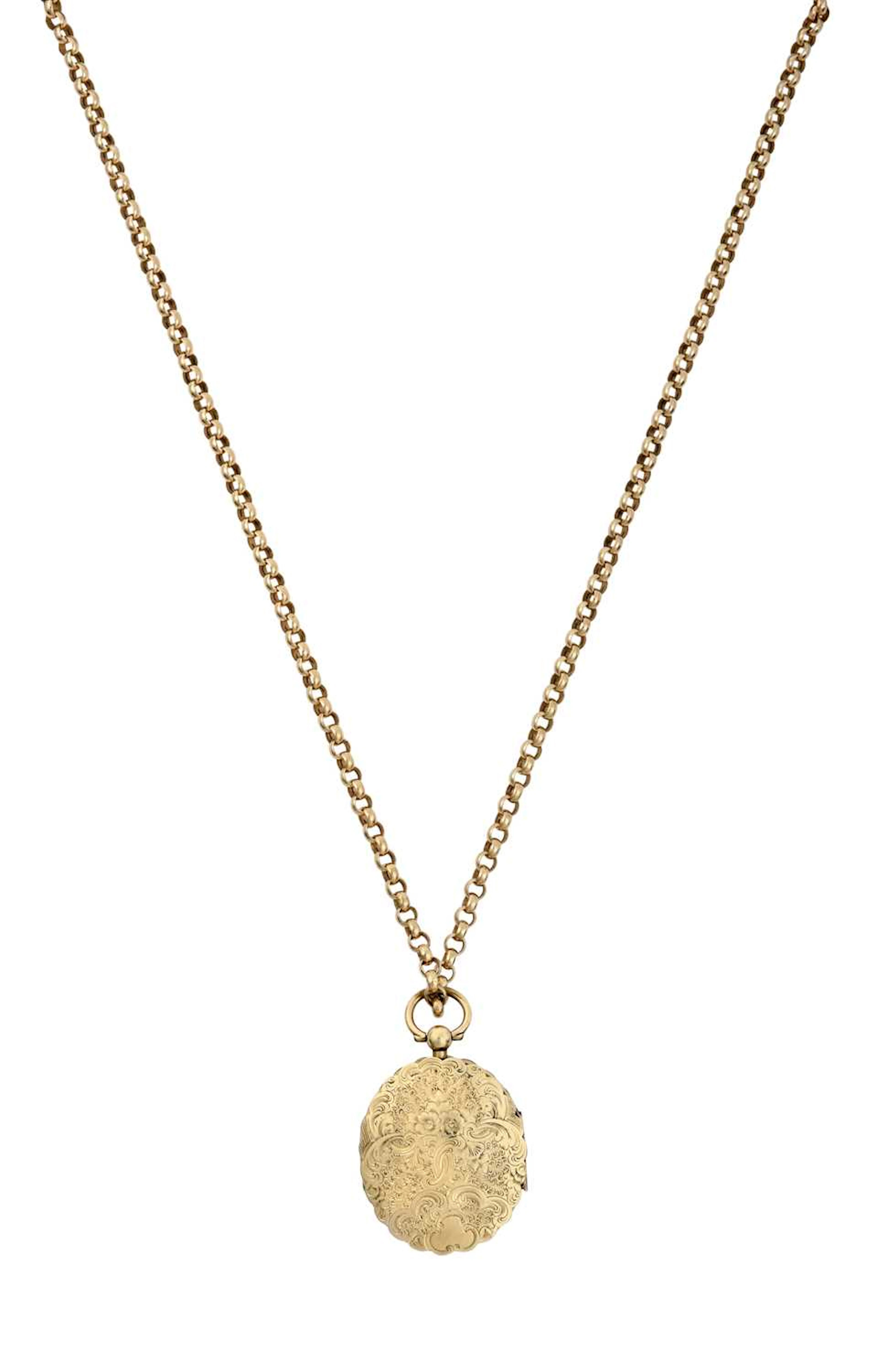 A Double Hinged Locket Pendant on a Chain