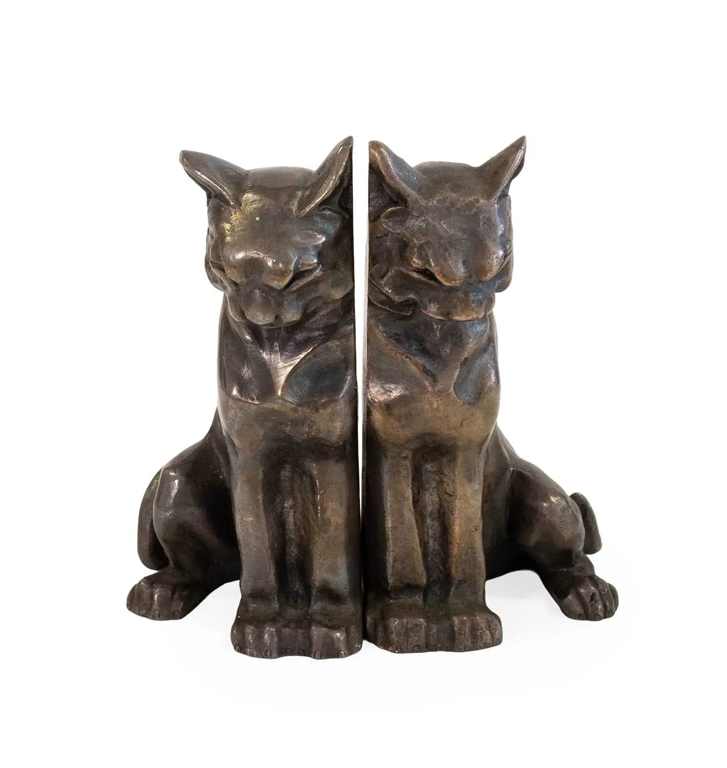 Bourcart: A Pair of Art Deco Patinated Bronze Bookends