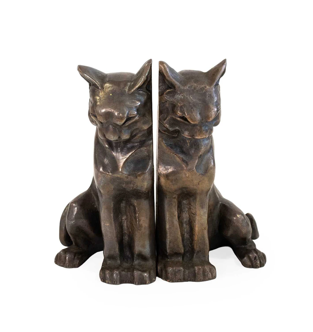 Bourcart: A Pair of Art Deco Patinated Bronze Bookends