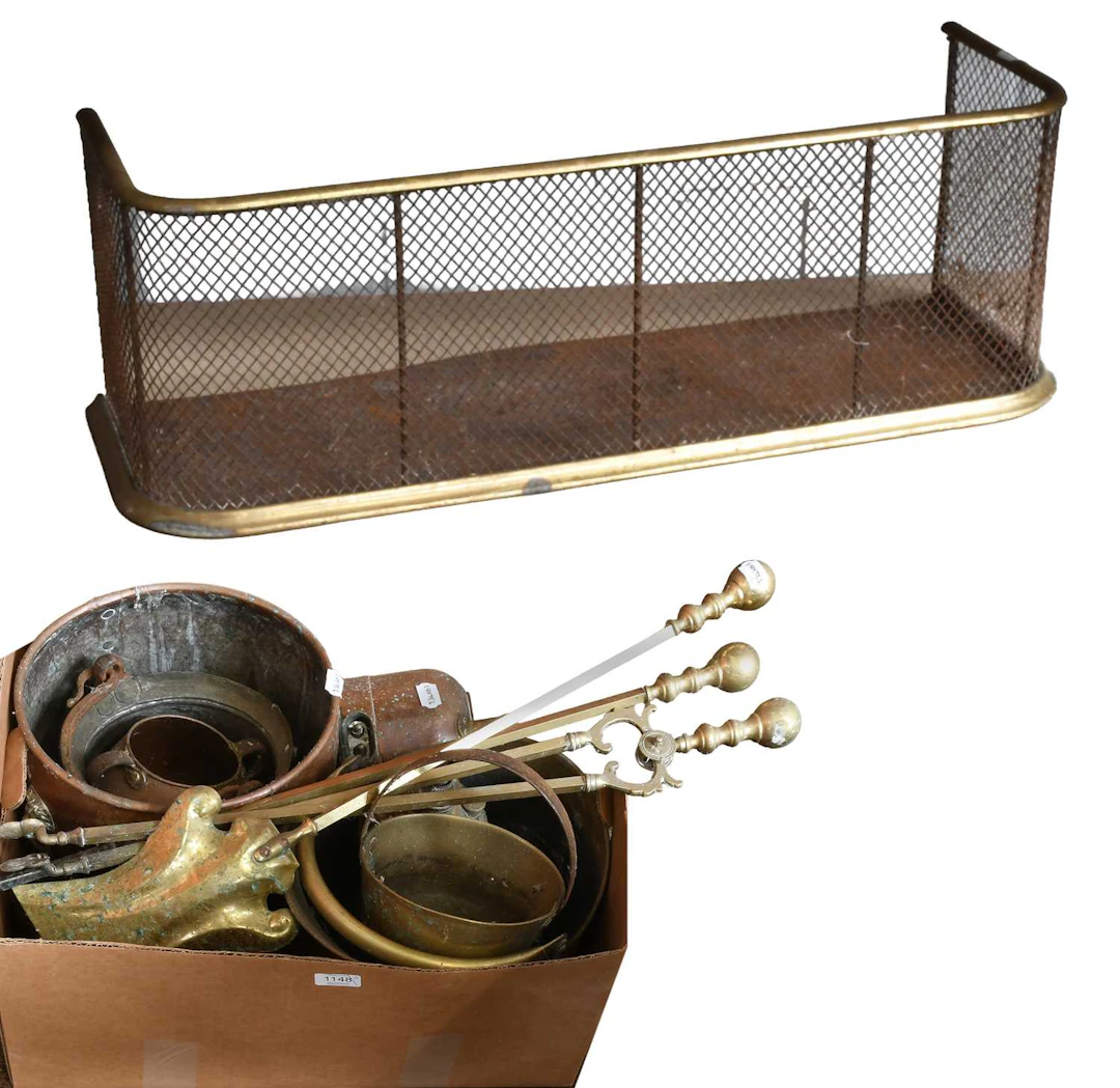 A 19th Century Brass and Mesh Fire Fender