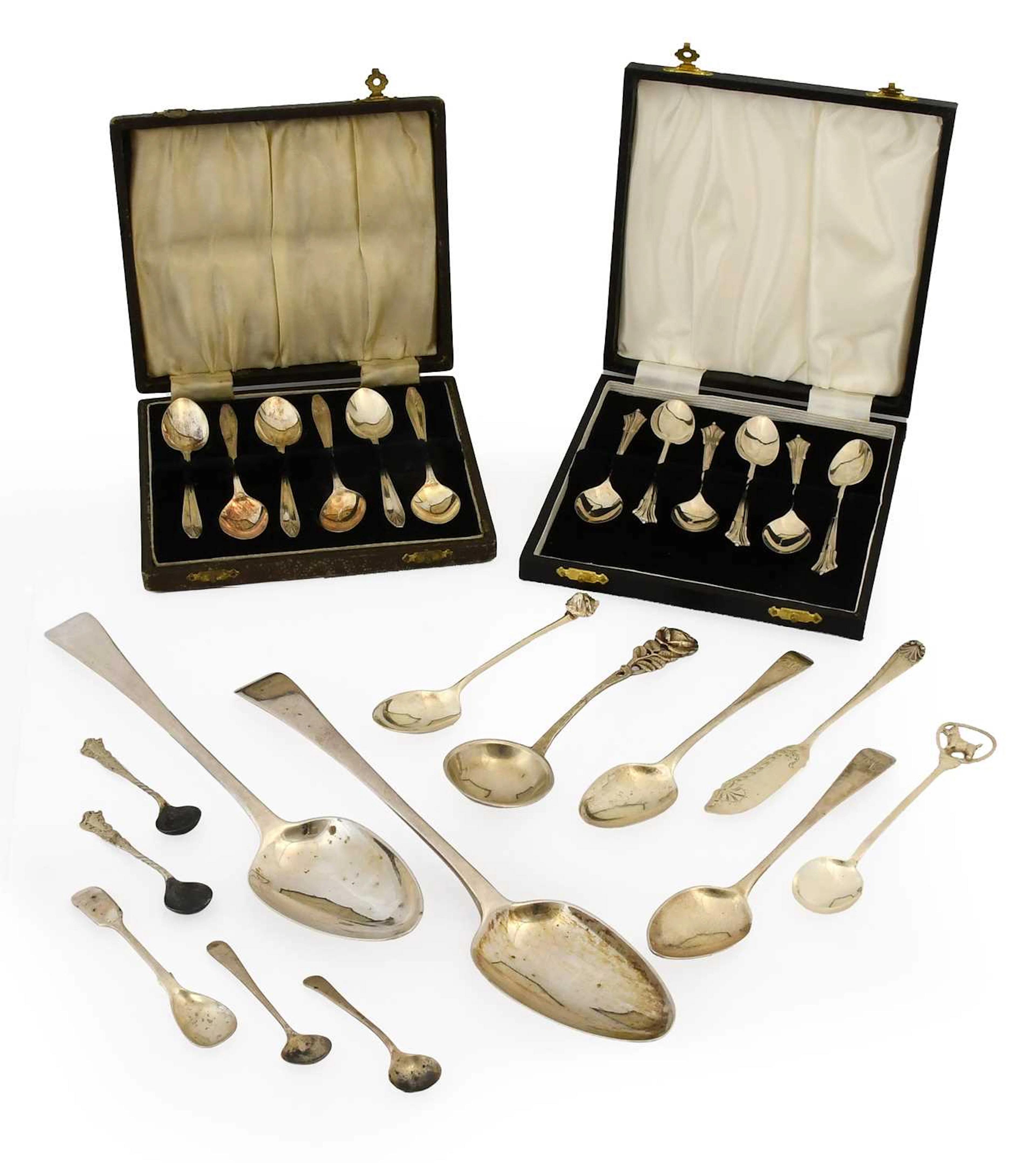 A Collection of Assorted George III and Later Silver Flatware