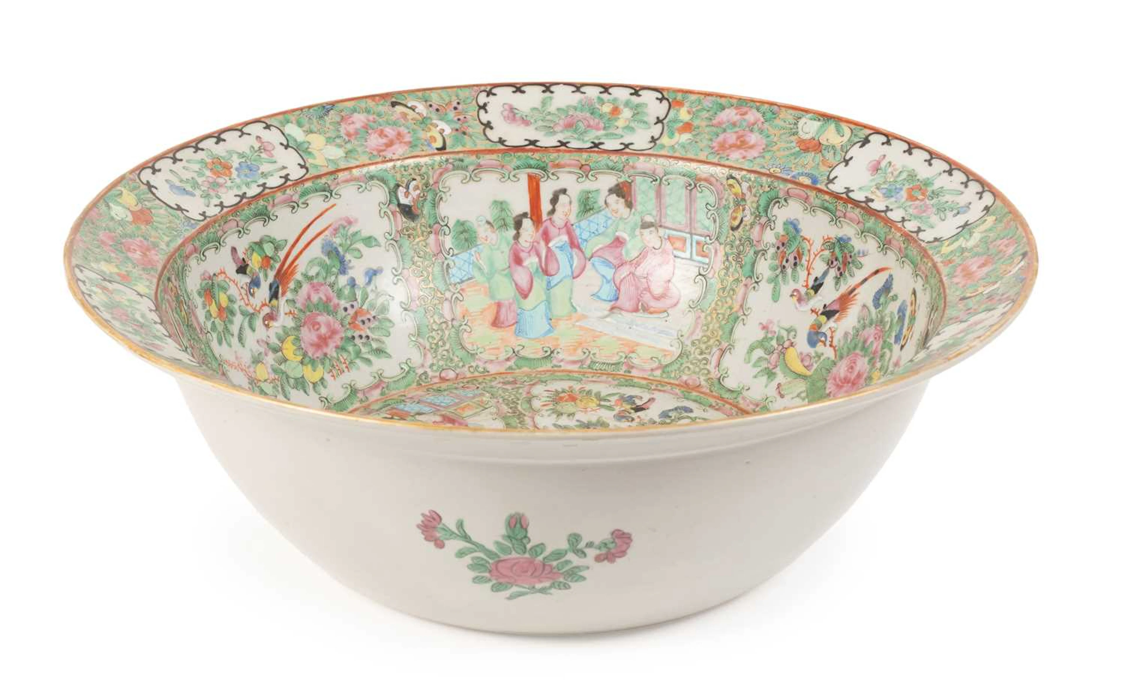 A Cantonese Porcelain Punch Bowl, 19th century
