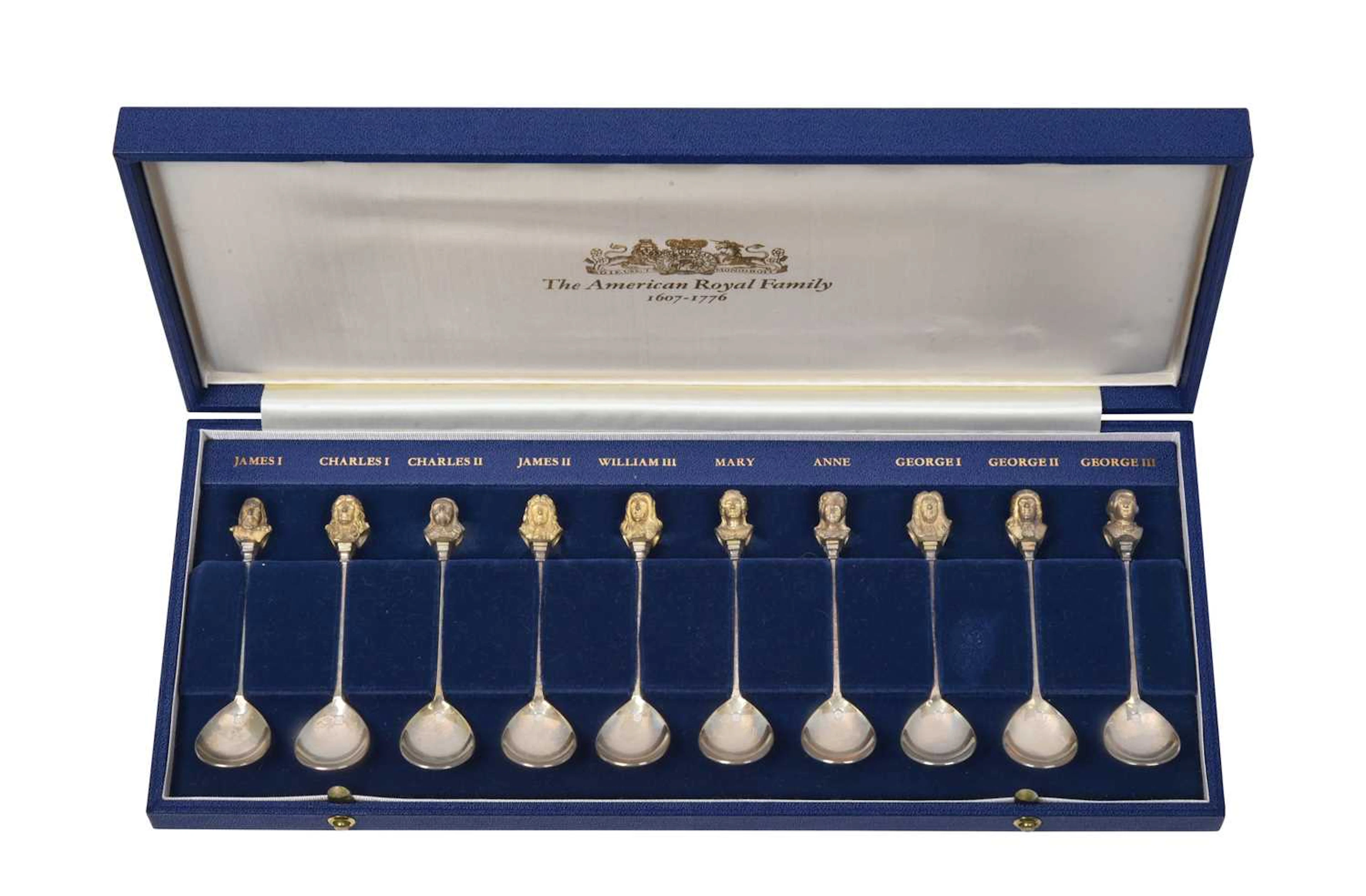 A Cased Set of Ten Elizabeth II Silver Spoons, by Library of Imperial