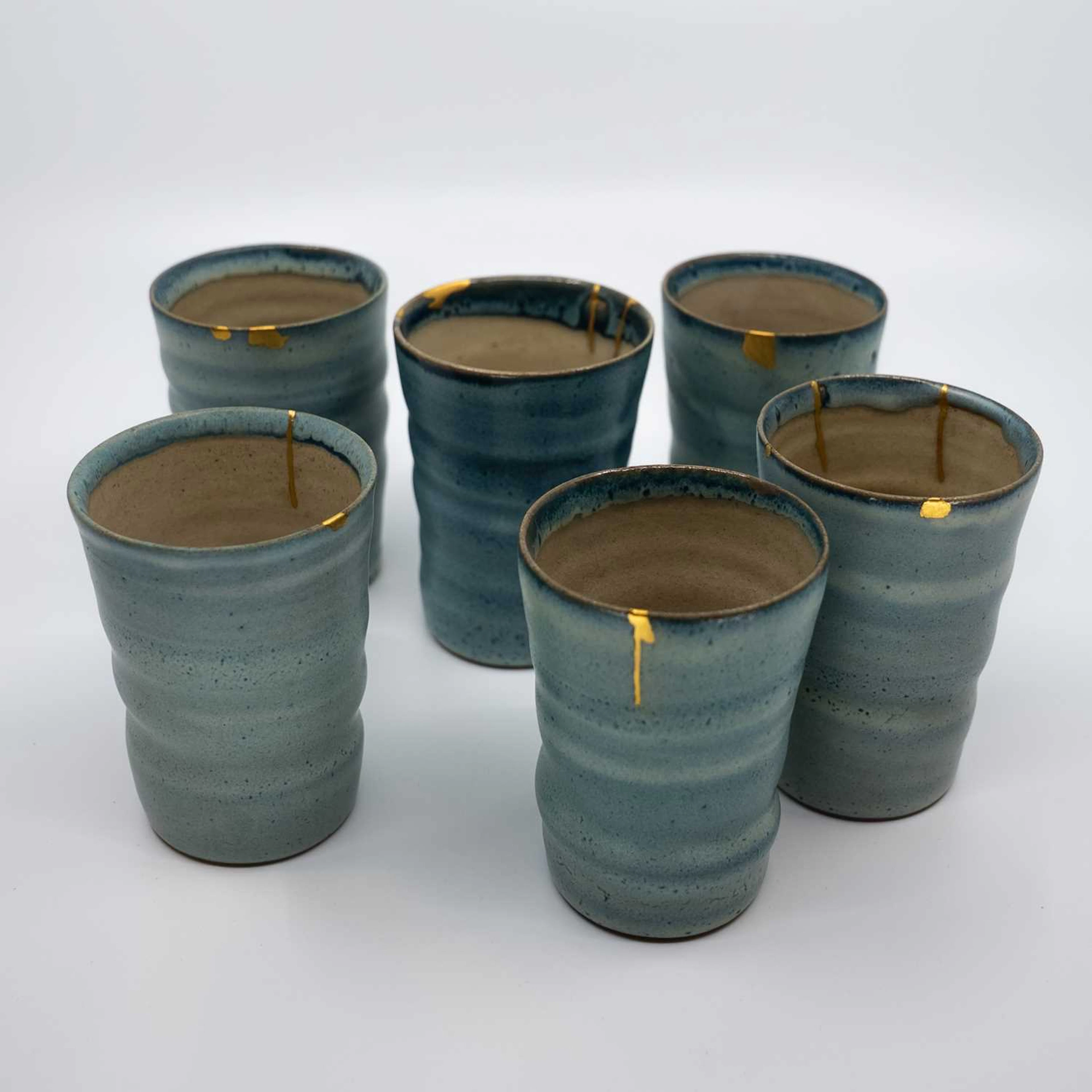 The Black Swan at Oldstead: 6 Yunomi (handless) beakers by Jane Schaffer
