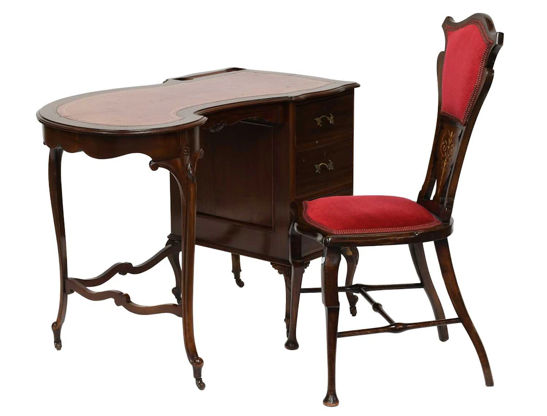 An Edwardian Mahogany Art Nouveau-Style Ladies Desk