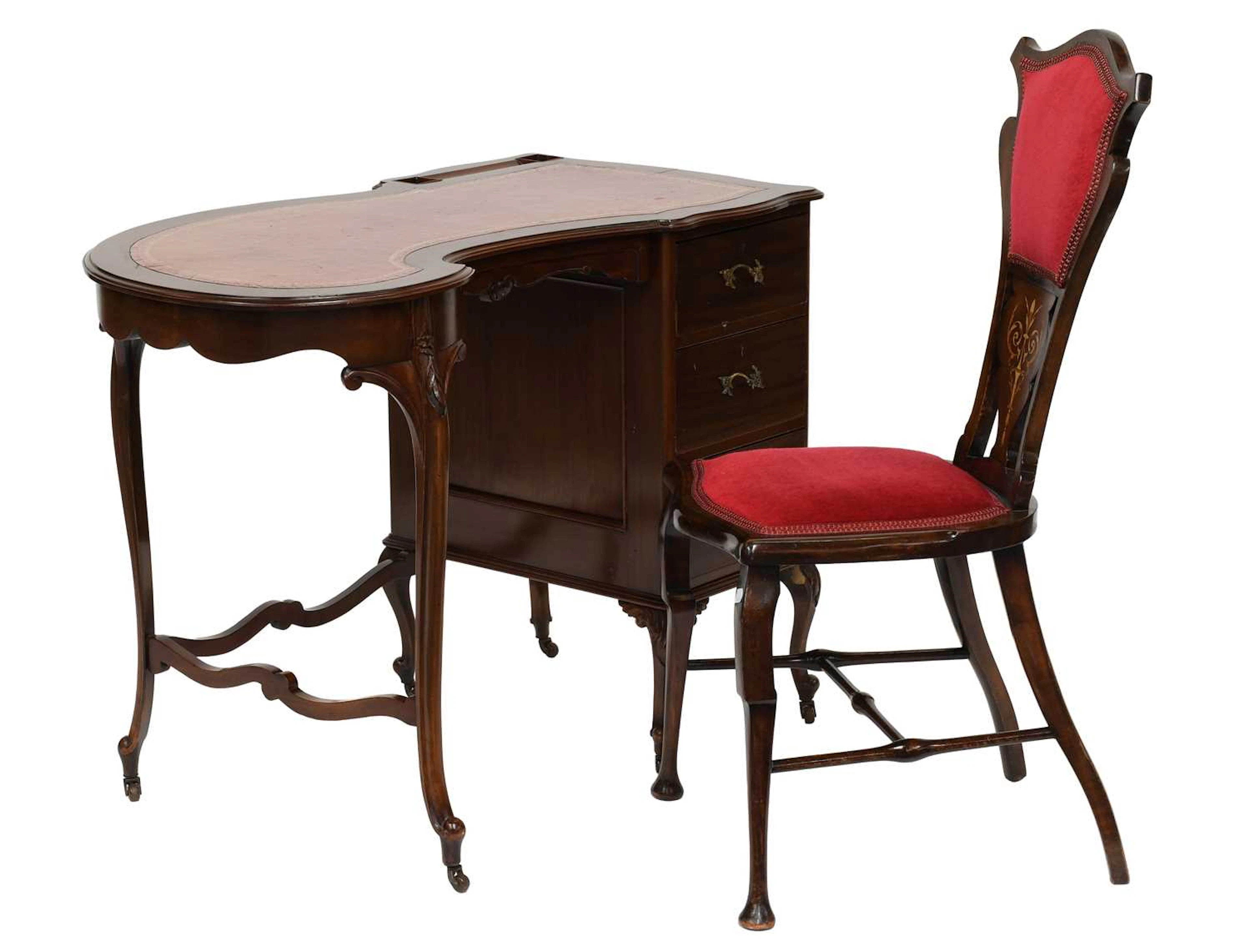 An Edwardian Mahogany Art Nouveau-Style Ladies Desk