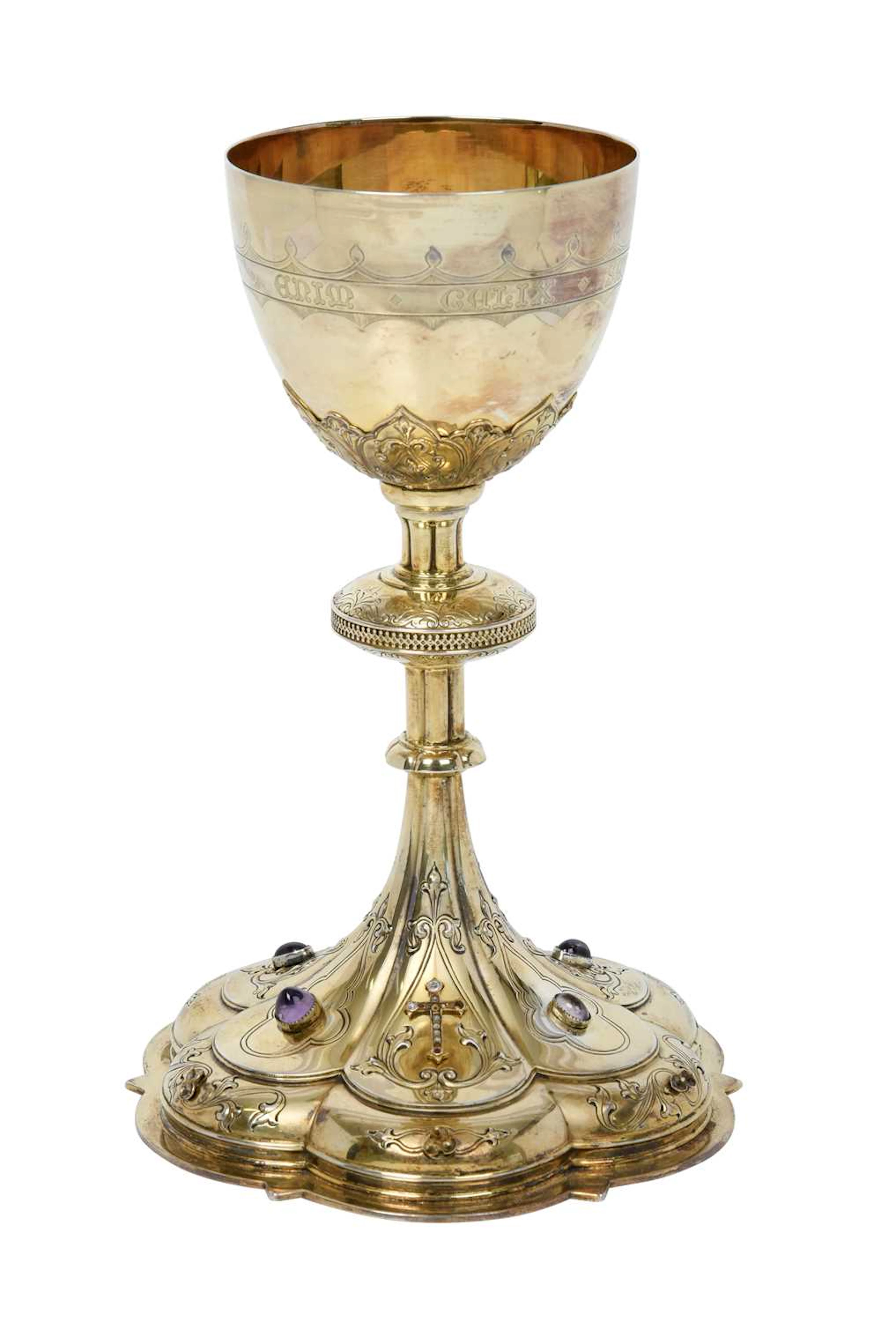 An American Silver-Gilt and Multi-Gem Set Chalice by W. J. Feeley