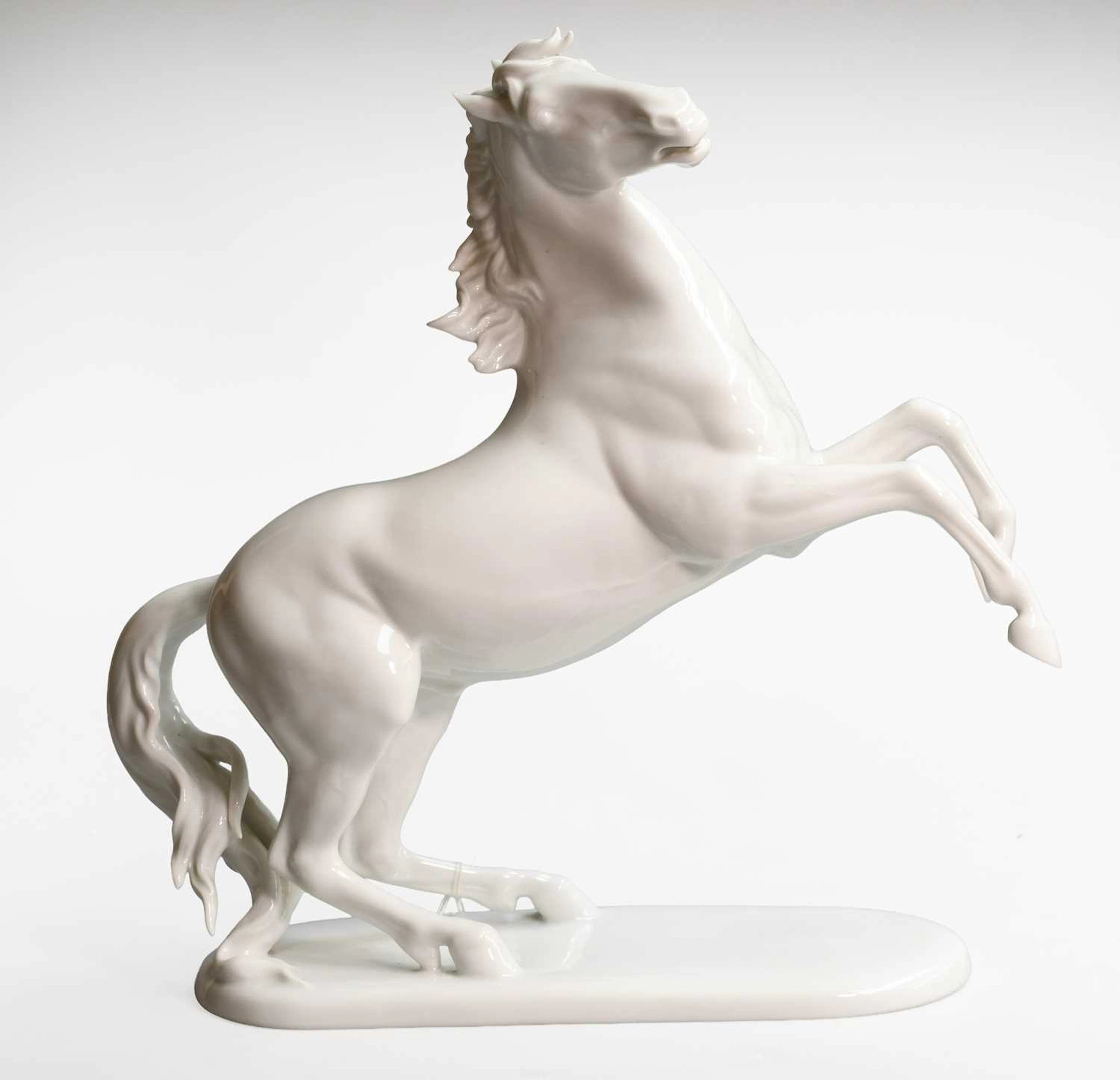 A Rosenthal white Porcelain Model of a Rearing Horse