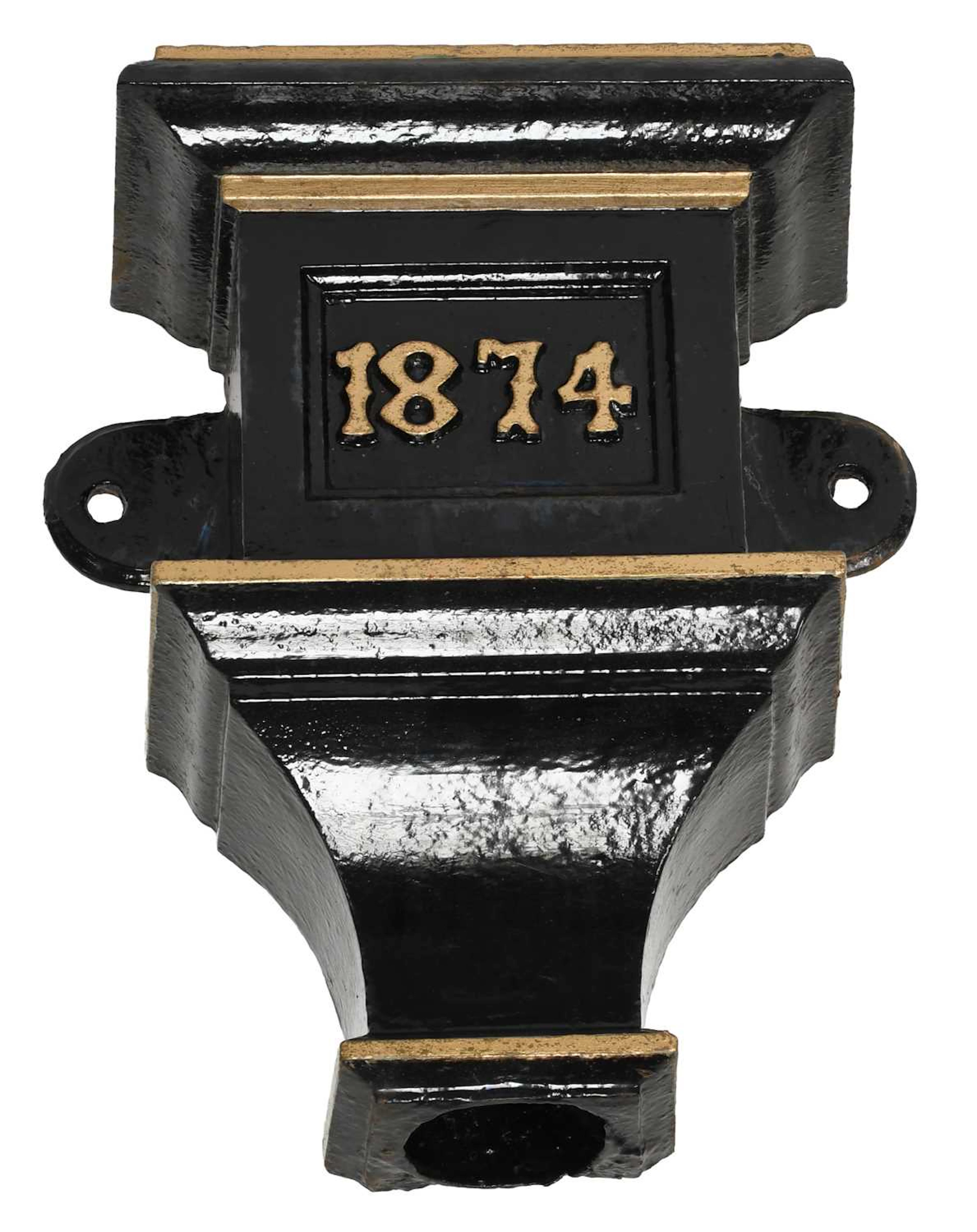 A Black and Gilt Painted Cast Iron Hopper, 19th century