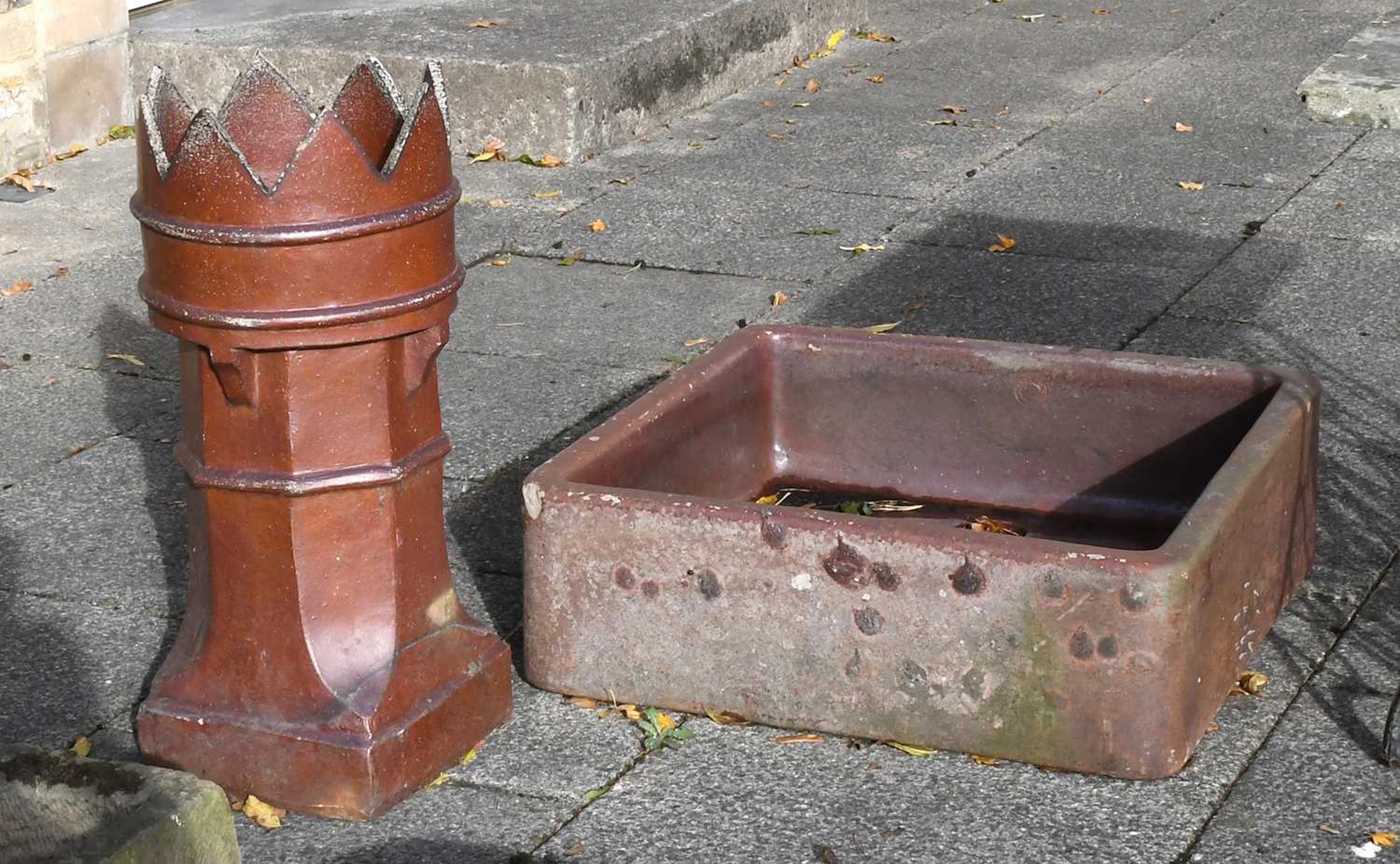 A 19th Century Salt Glazed Stoneware Sink, A Salt Glazed Stoneware