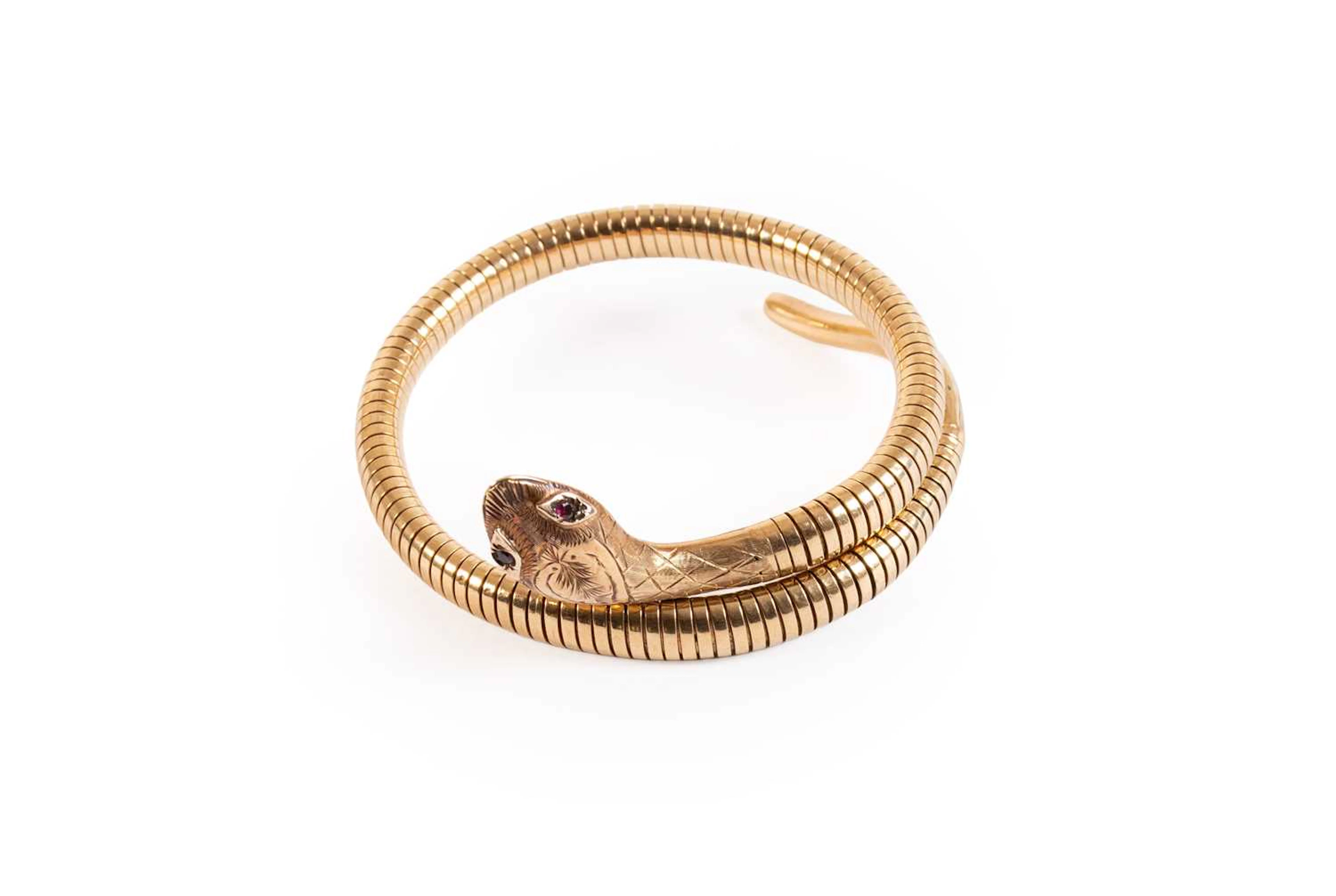 A 9 Carat Gold Snake Bangle