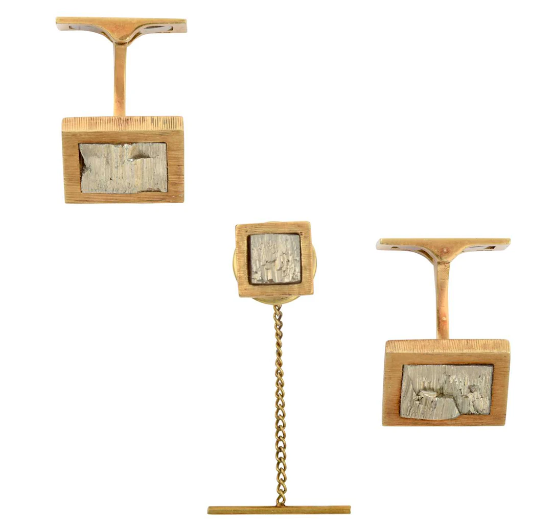 An 18 Carat Gold Cufflink and Tie Stud Set by John Donald