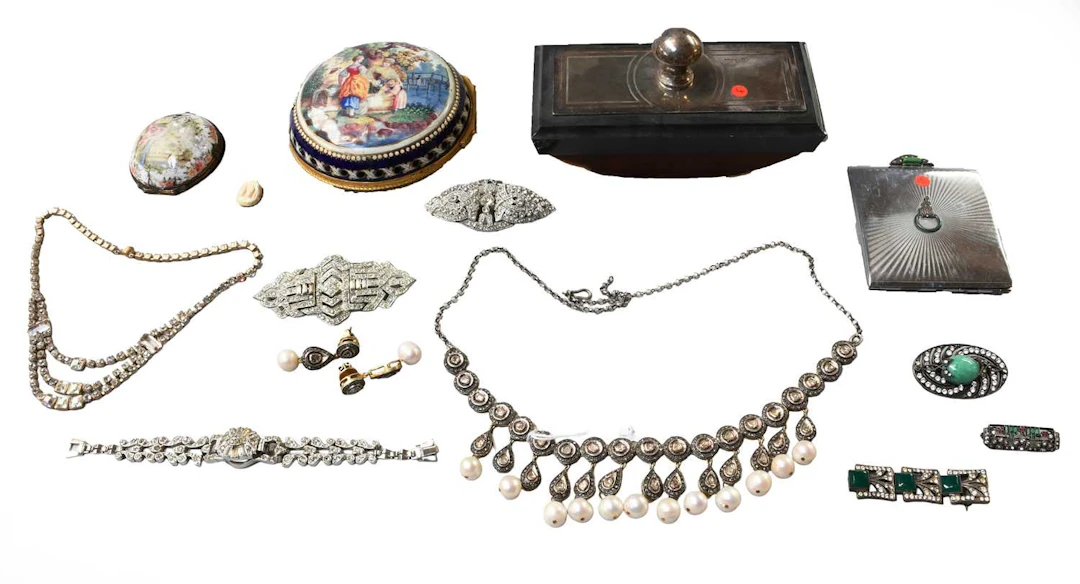A Quantity of Art Deco White Paste Set Costume Jewellery