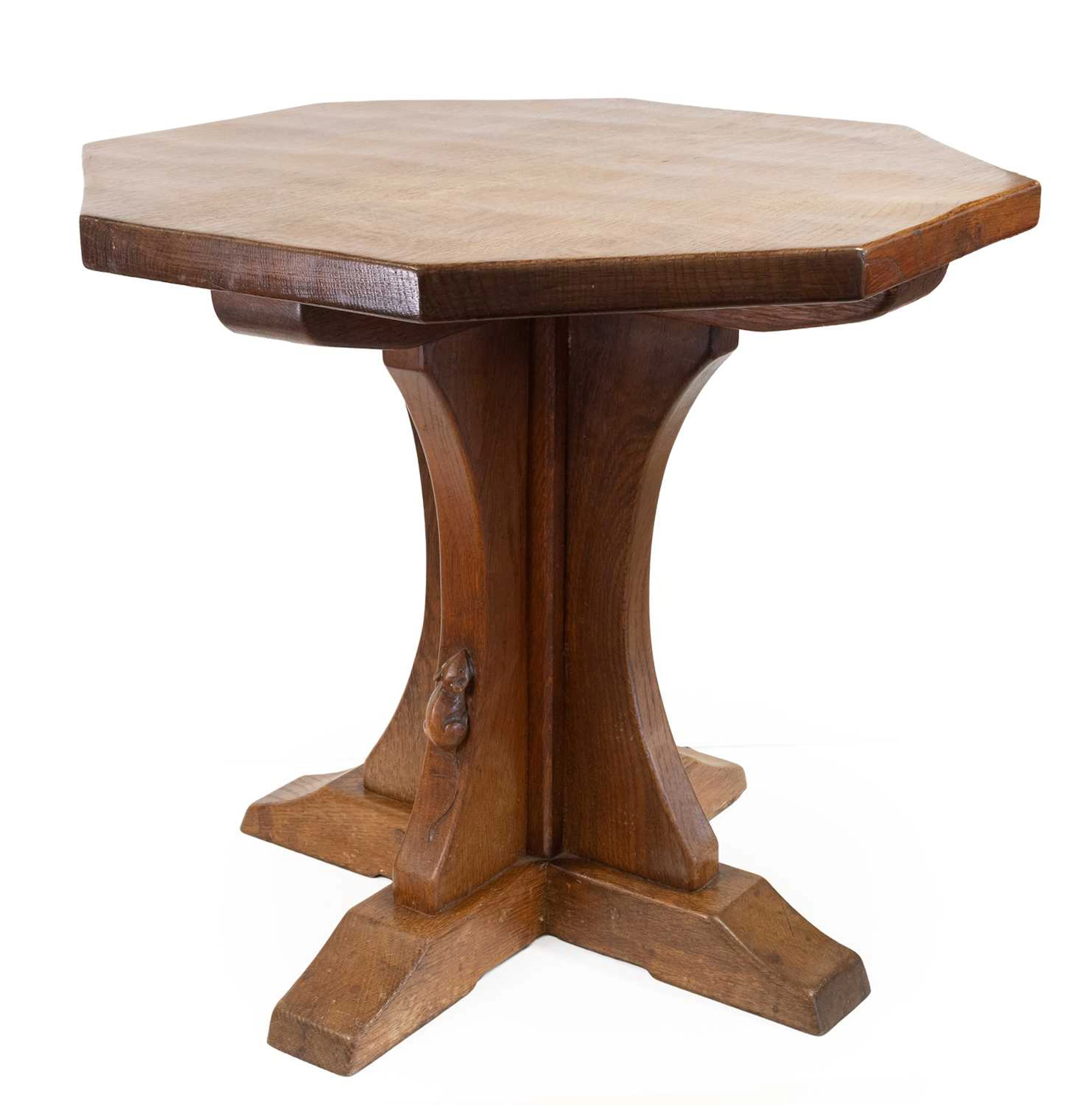 Robert Mouseman Thompson (1876-1955): A Small English Oak Octagonal Table, 1951