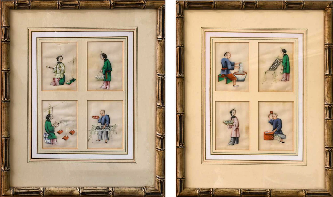 Chinese School (Qing Dynasty): Eight Pith Paintings