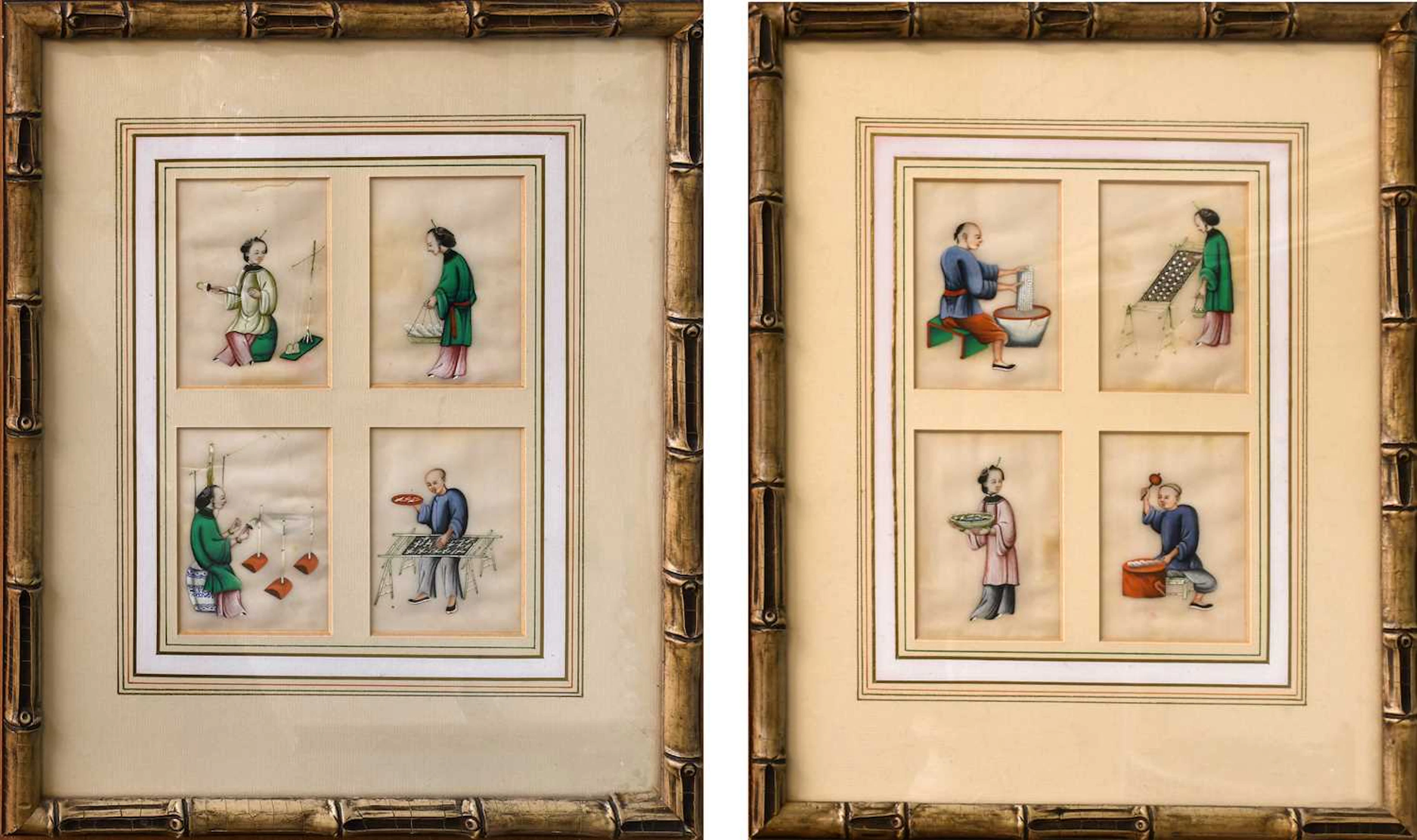 Chinese School (Qing Dynasty): Eight Pith Paintings