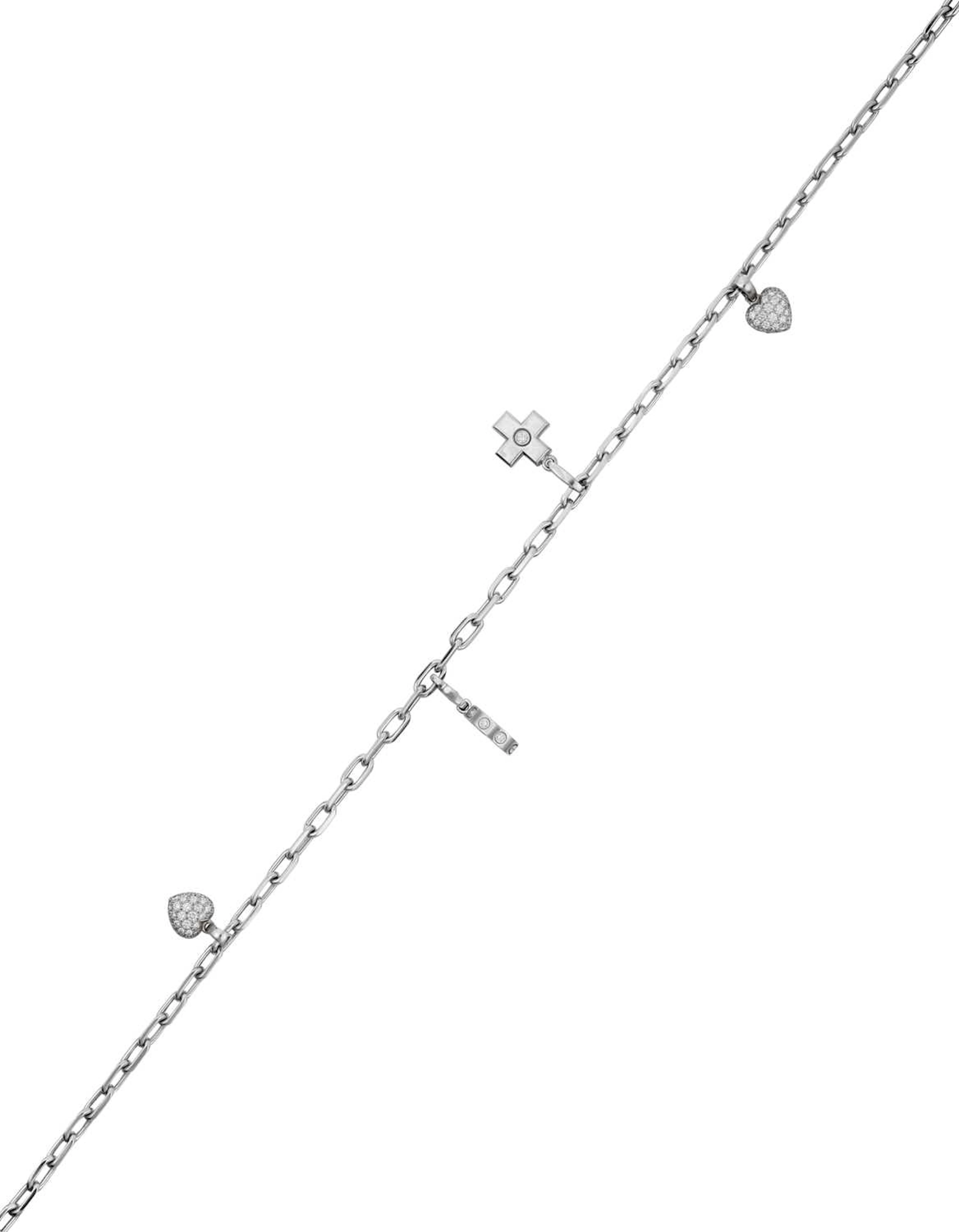 A Cartier De Santos Neck Chain with Four Detachable Cartier Charms